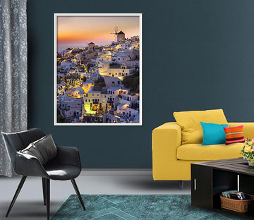 3D Santorini Island 2 Fake Framed Print Painting Wallpaper AJ Creativity Home 