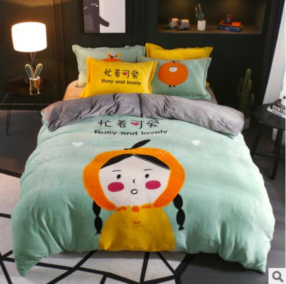 3D Cartoon Female Doll 17024 Bed Pillowcases Quilt