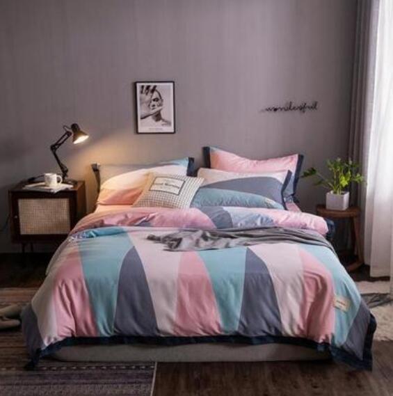 3D Pink Blue Gray Big Triangle 14035 Bed Pillowcases Quilt