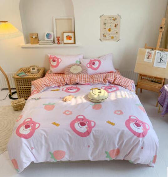 3D Pink Bear 16088 Bed Pillowcases Quilt