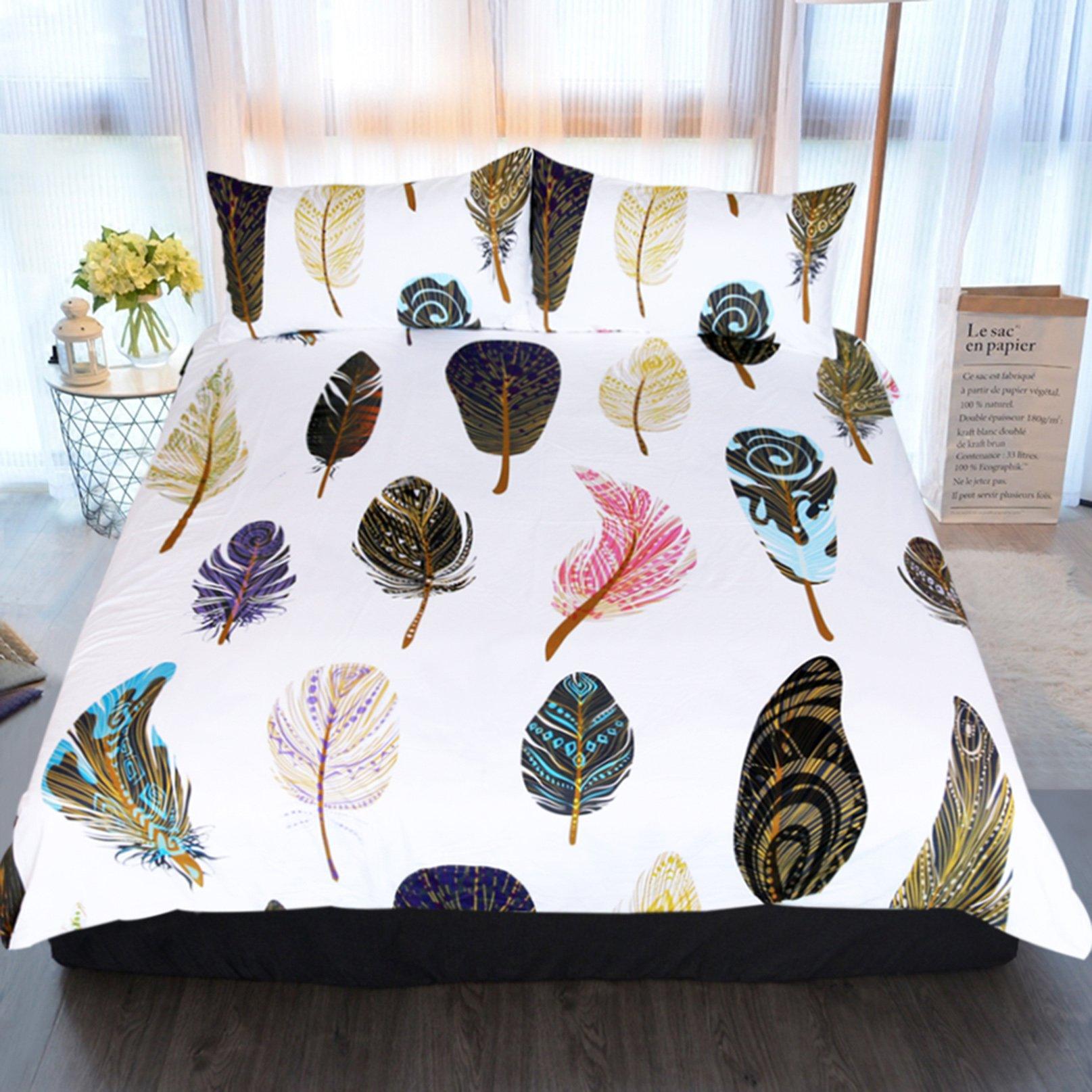 3D Feather Color 90 Bed Pillowcases Quilt Wallpaper AJ Wallpaper 