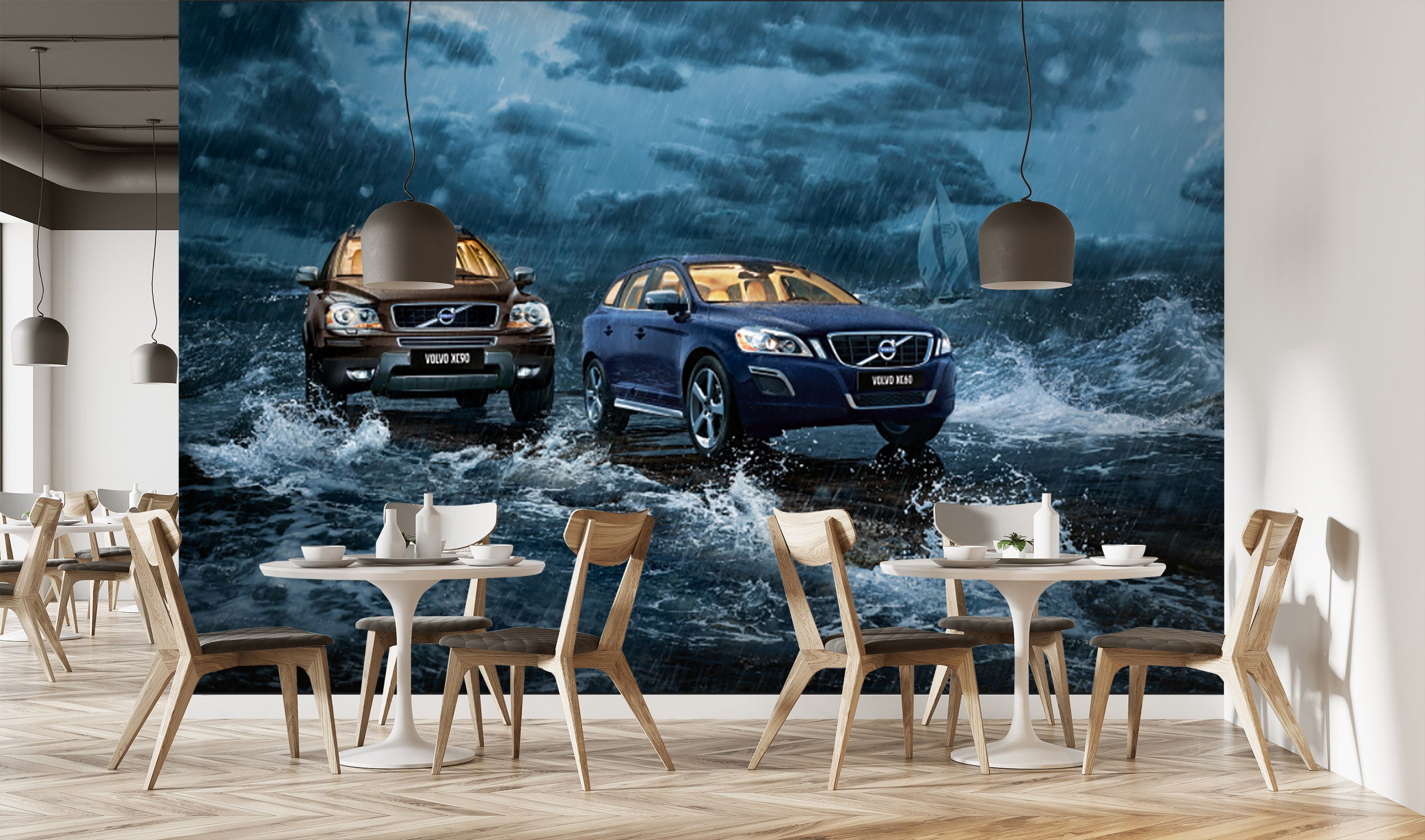 3D Stormy Sea Car 017 Vehicle Wall Murals