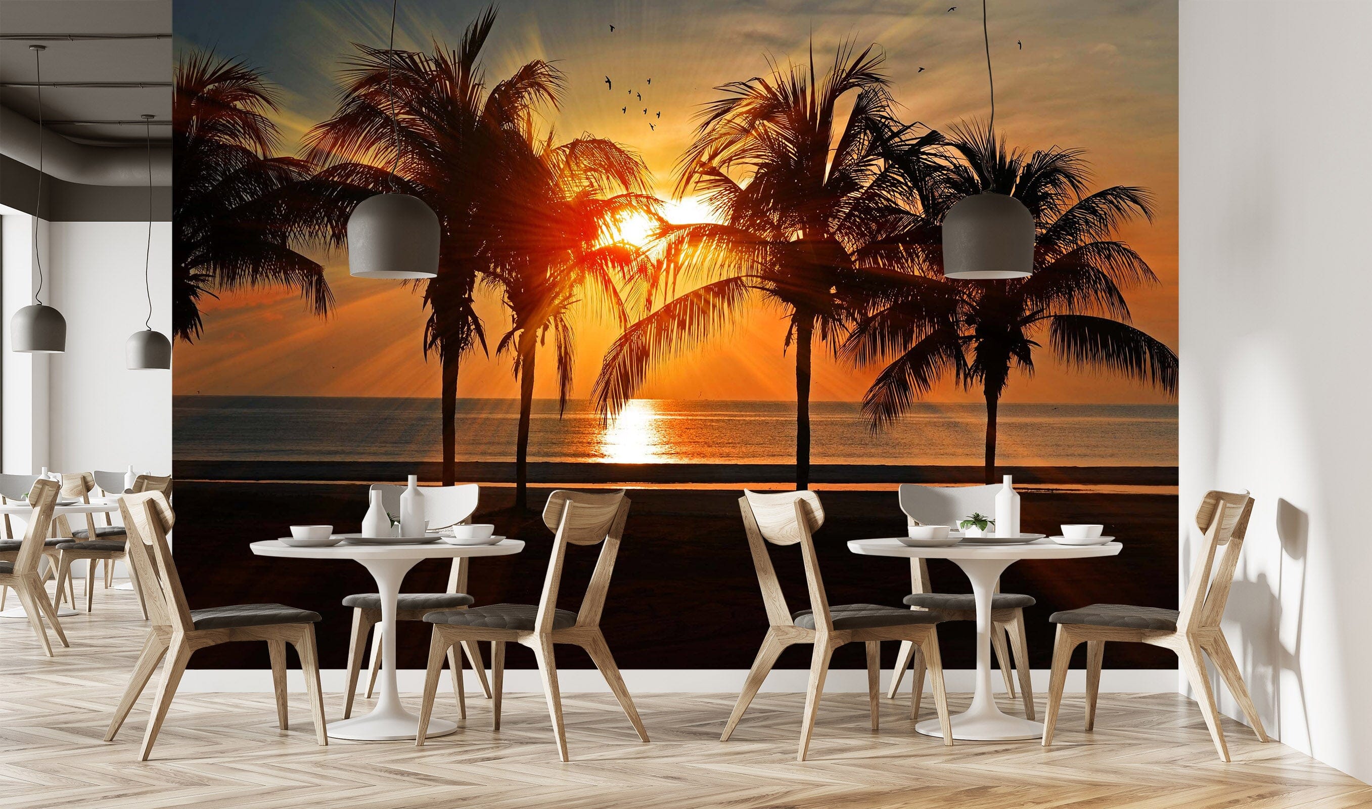 3D Sunset Coconut Tree 2037 Wall Murals Wallpaper AJ Wallpaper 2 