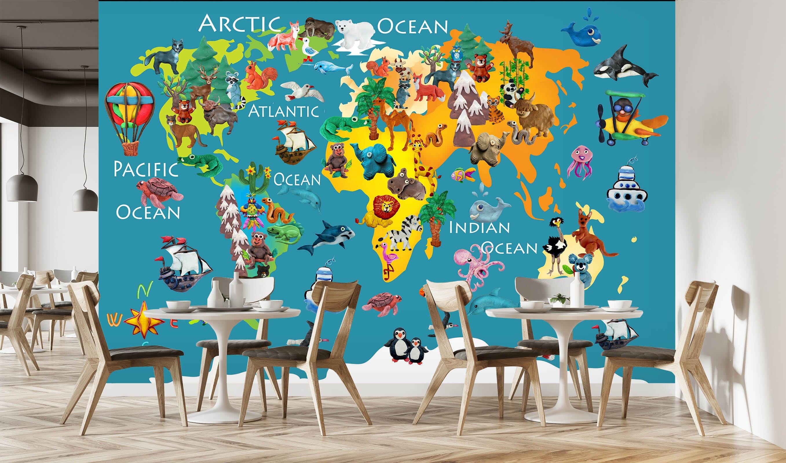 3D Painted Animals 2117 World Map Wall Murals Wallpaper AJ Wallpaper 2 