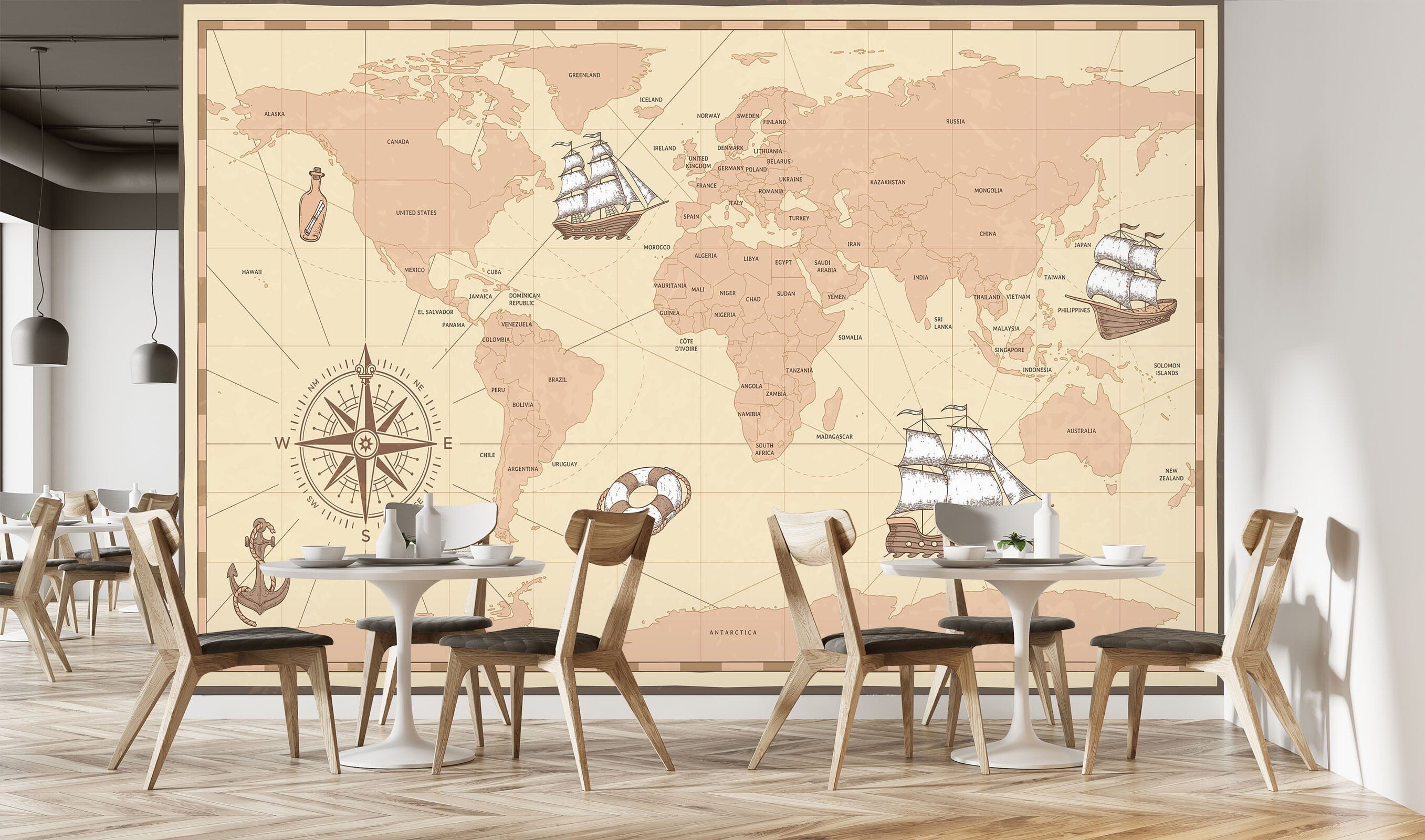 3D Nautical Route 2001 World Map Wall Murals Wallpaper AJ Wallpaper 2 