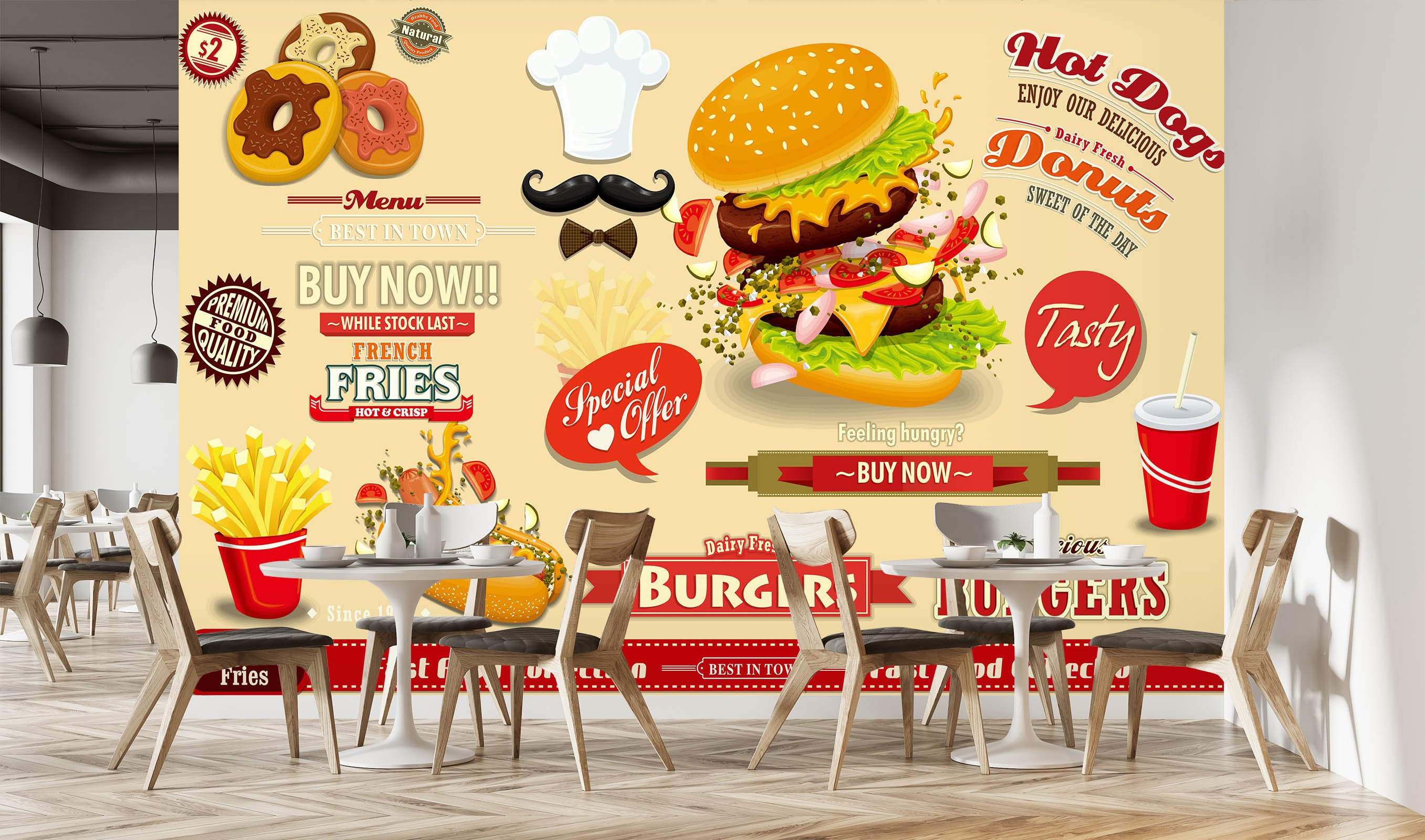 3D Delicious Burger 3022 Wall Murals
