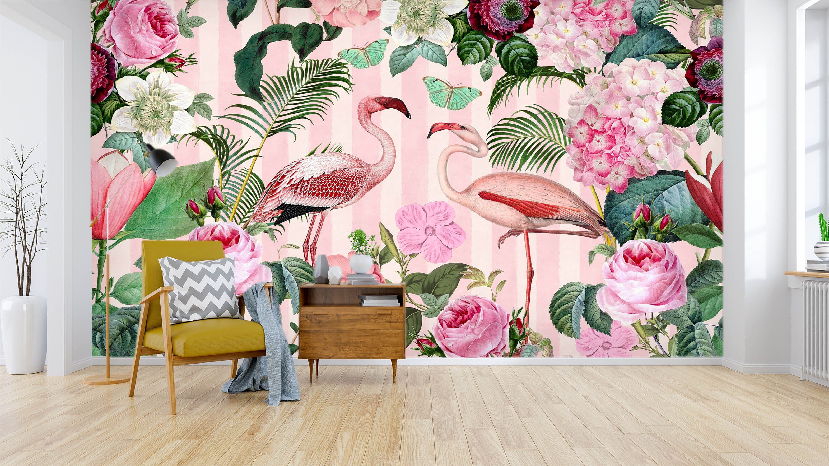 3D Flamingo Forest 1409 Andrea haase Wall Mural Wall Murals Wallpaper AJ Wallpaper 2 