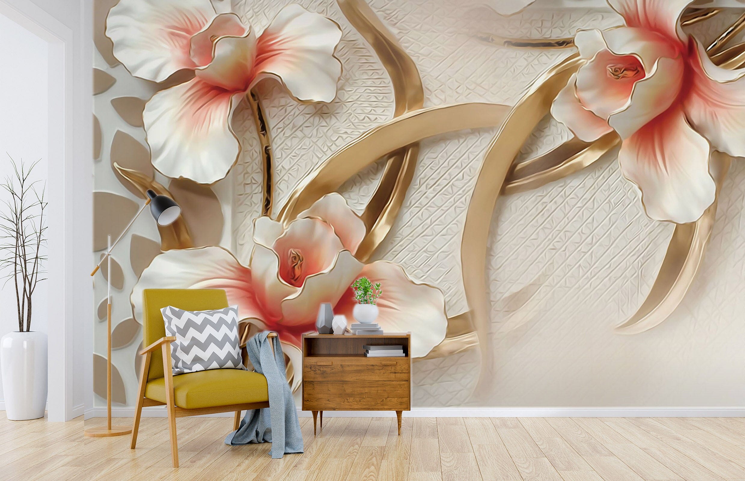3D Embossed Flower 018 Wall Murals Wallpaper AJ Wallpaper 2 
