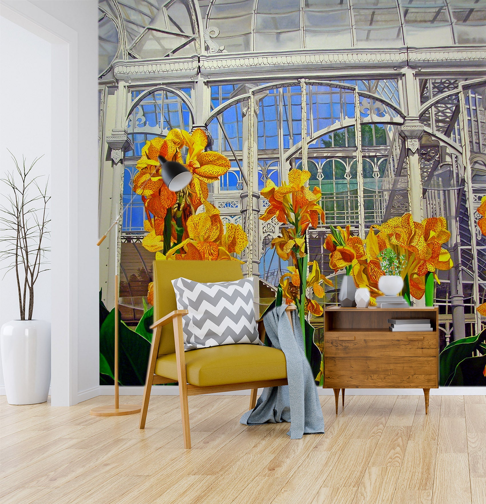 3D Yellow Flower Bush 11112 Matthew Holden Bates Wall Mural Wall Murals