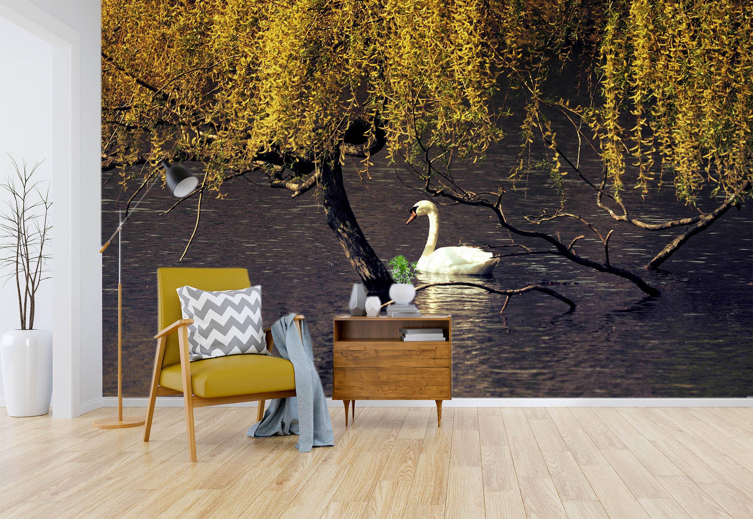 3D Swan Tree 269 Wall Murals