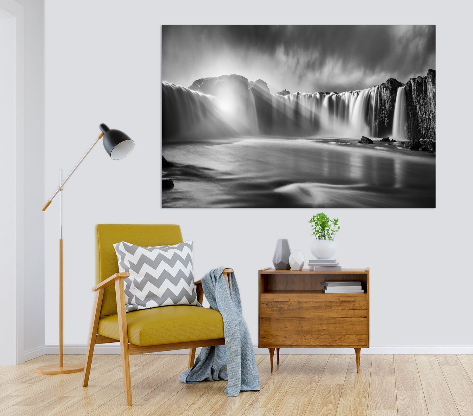 3D Grey Waterfall 174 Marco Carmassi Wall Sticker Wallpaper AJ Wallpaper 2 