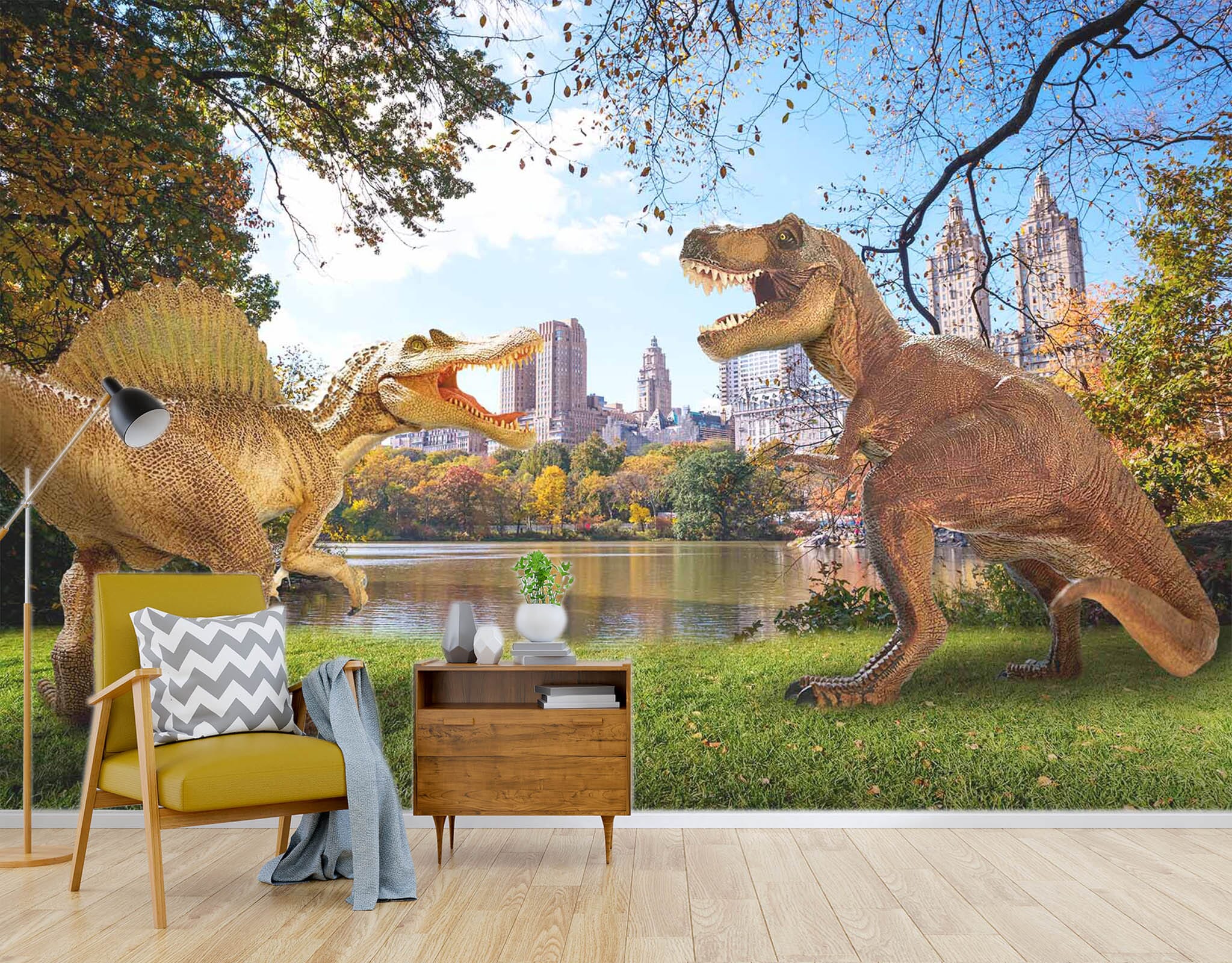 3D Dinosaur Wood Carving 1569 Wall Murals Wallpaper AJ Wallpaper 2 
