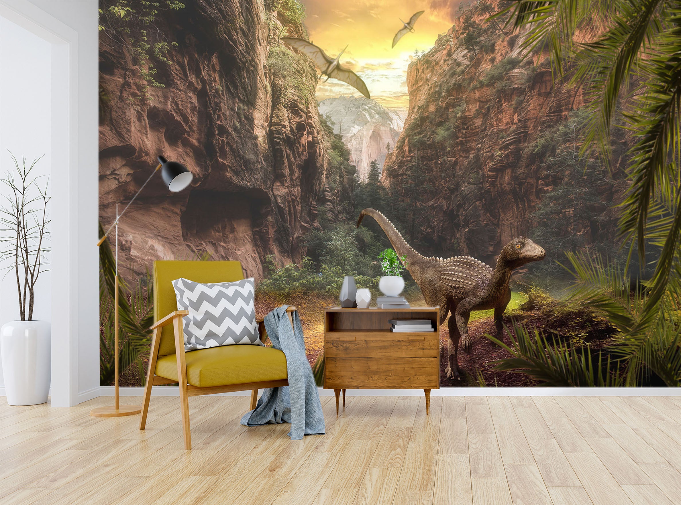 3D Dinosaur Mountain 208 Wall Murals