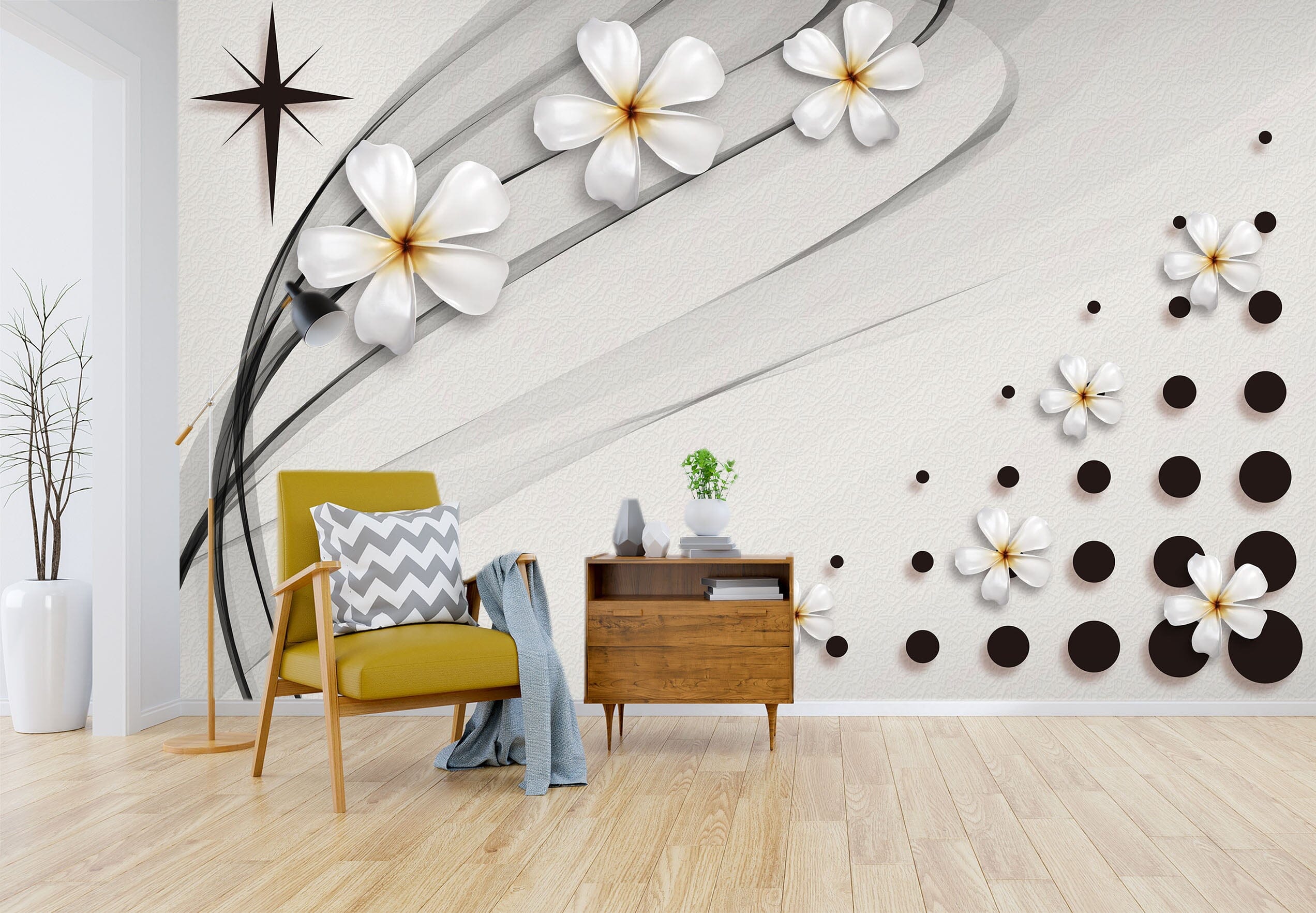3D White Petals 1530 Wall Murals Wallpaper AJ Wallpaper 2 