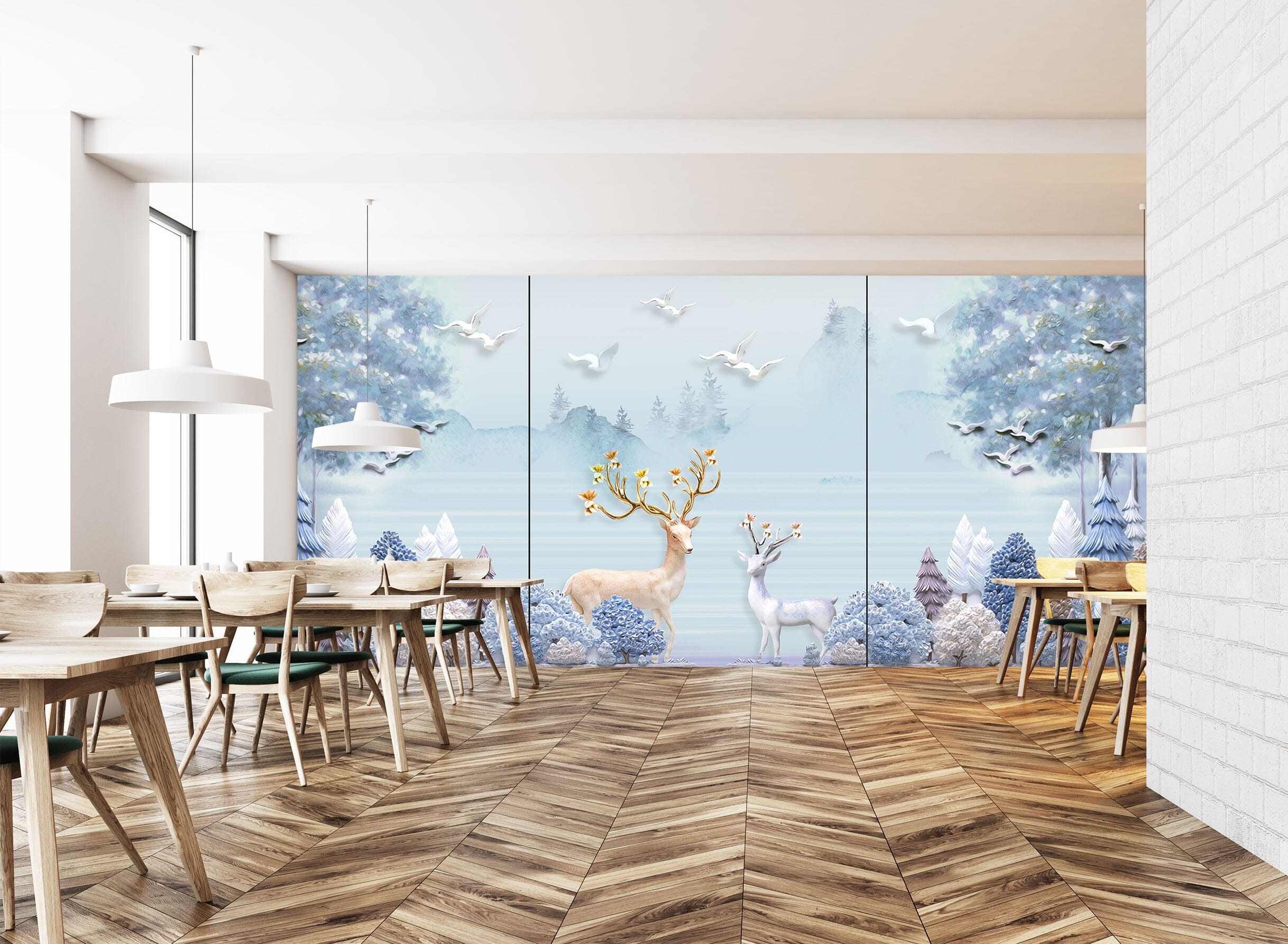 3D Forest Deer 022 Wall Murals Wallpaper AJ Wallpaper 2 