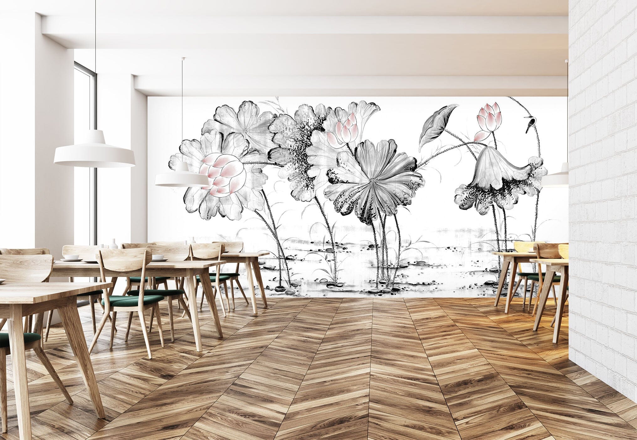 3D Sketch Lotus 1587 Wall Murals Wallpaper AJ Wallpaper 2 