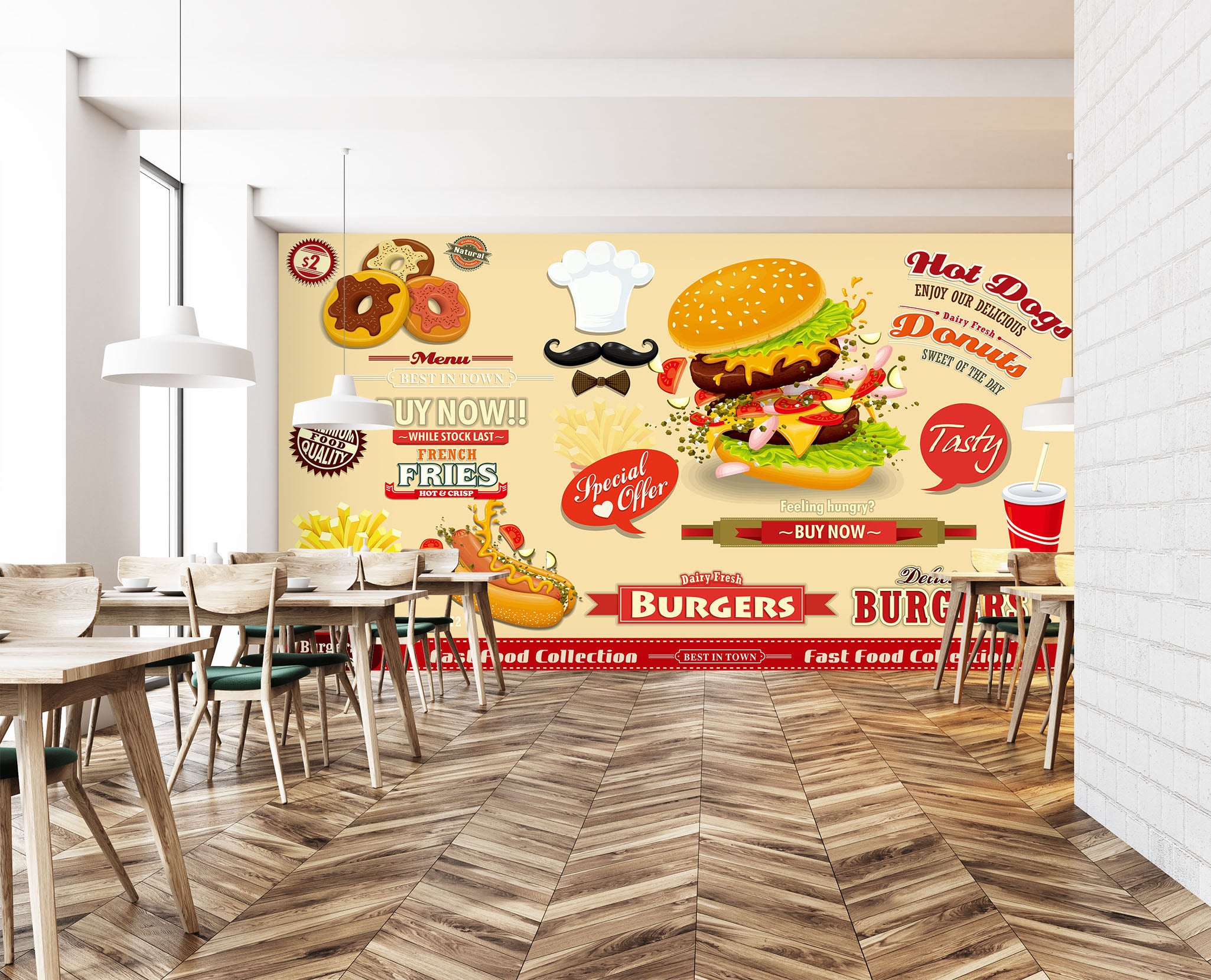 3D Delicious Burger 3022 Wall Murals