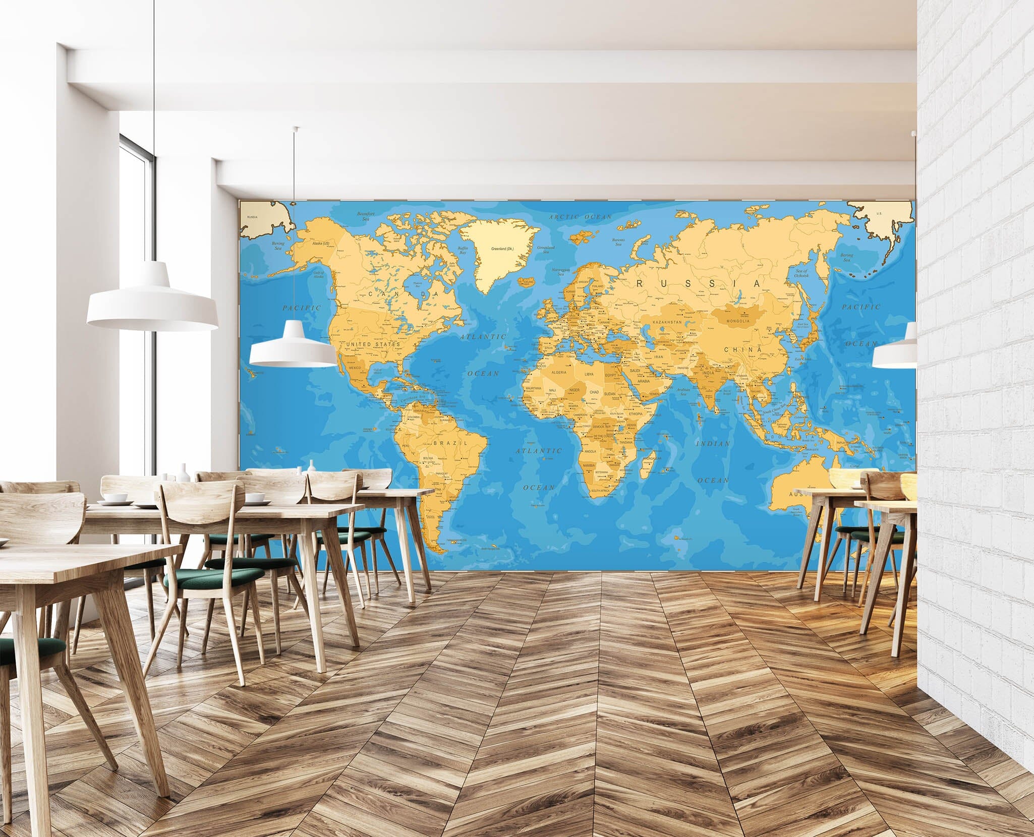 3D Yellow Land 2118 World Map Wall Murals Wallpaper AJ Wallpaper 2 
