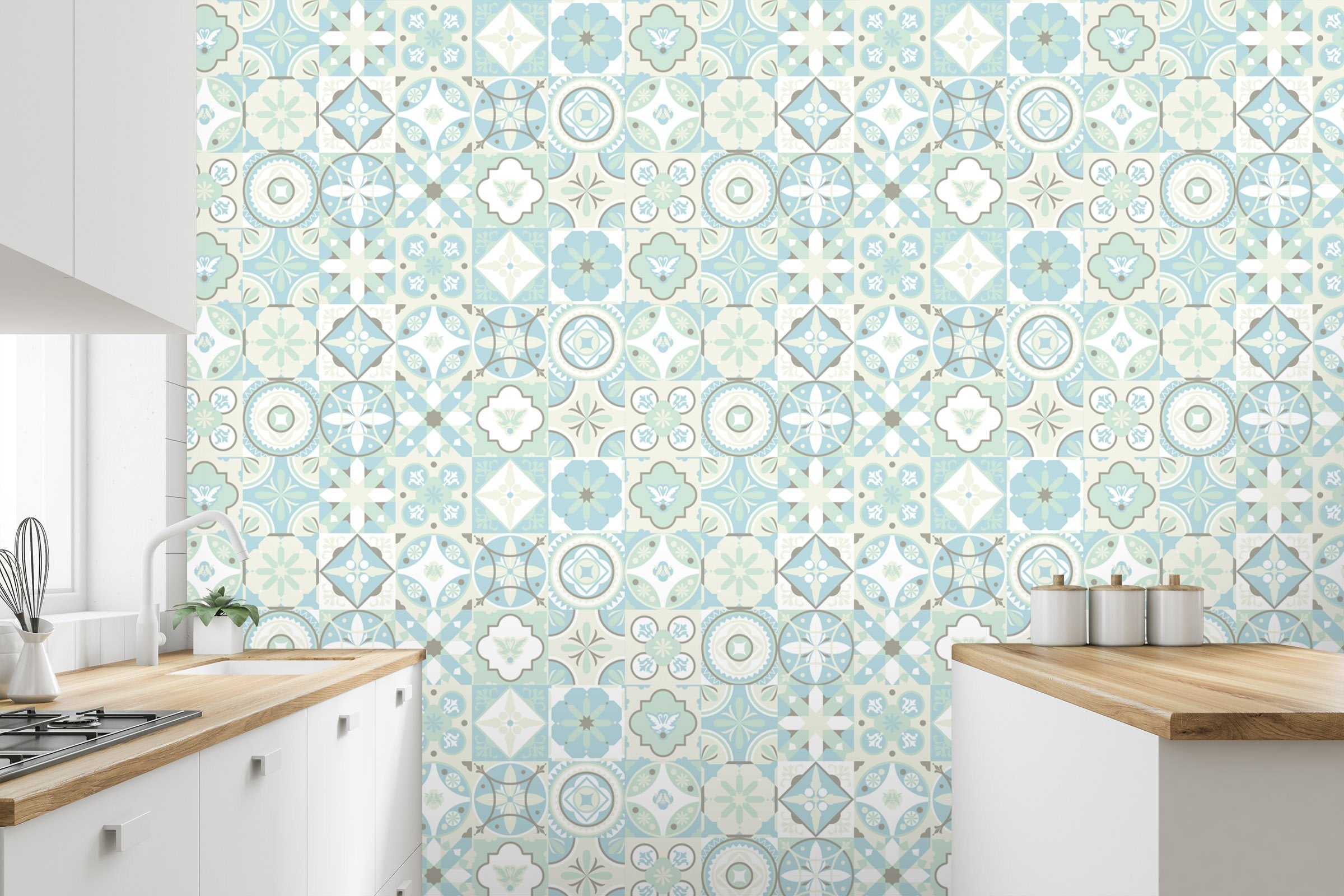 3D Light Blue Mosaic 0101 Marble Tile Texture Wallpaper AJ Wallpaper 2 
