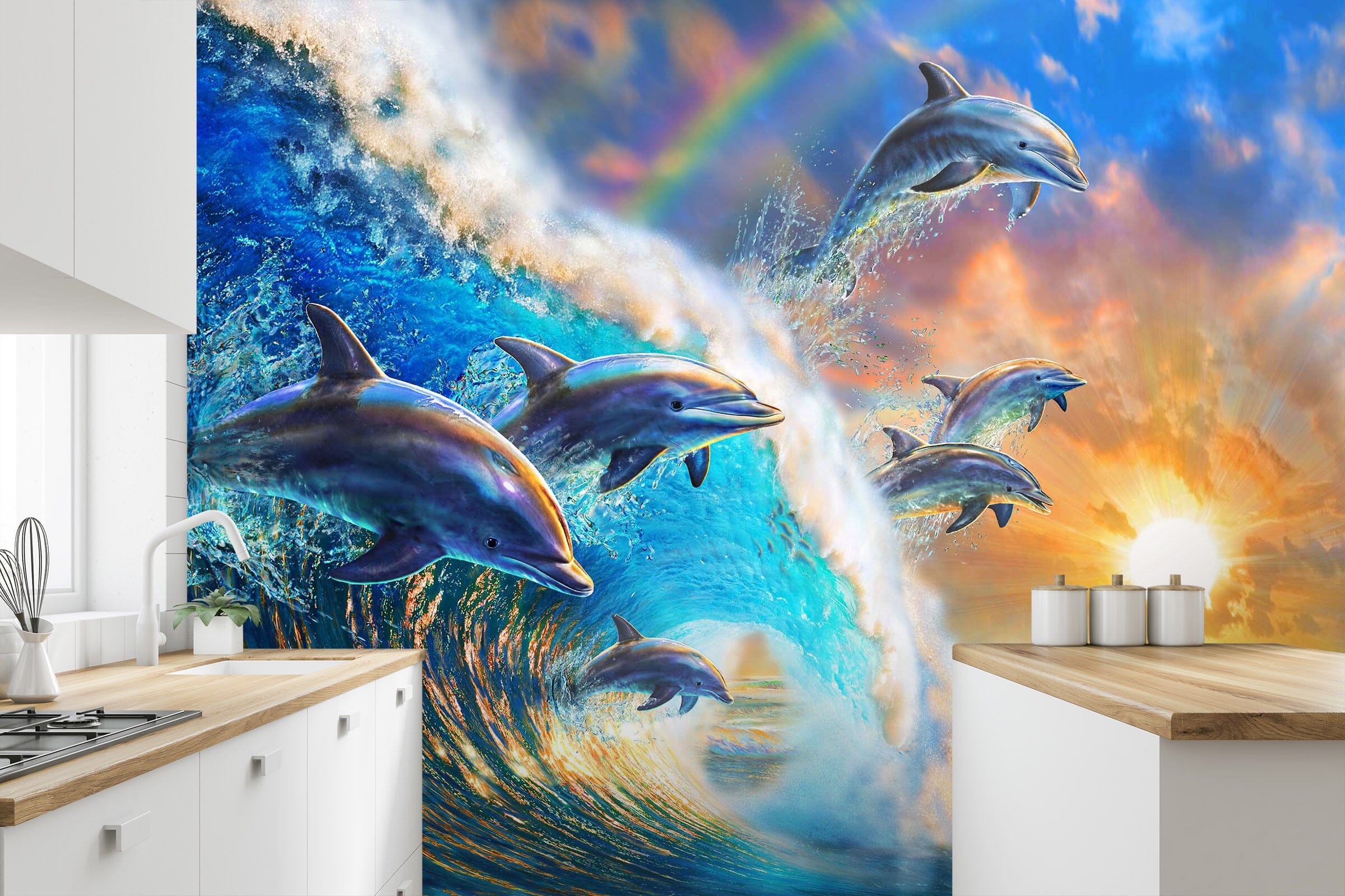 3D Dolphin Wave 1416 Adrian Chesterman Wall Mural Wall Murals Wallpaper AJ Wallpaper 2 