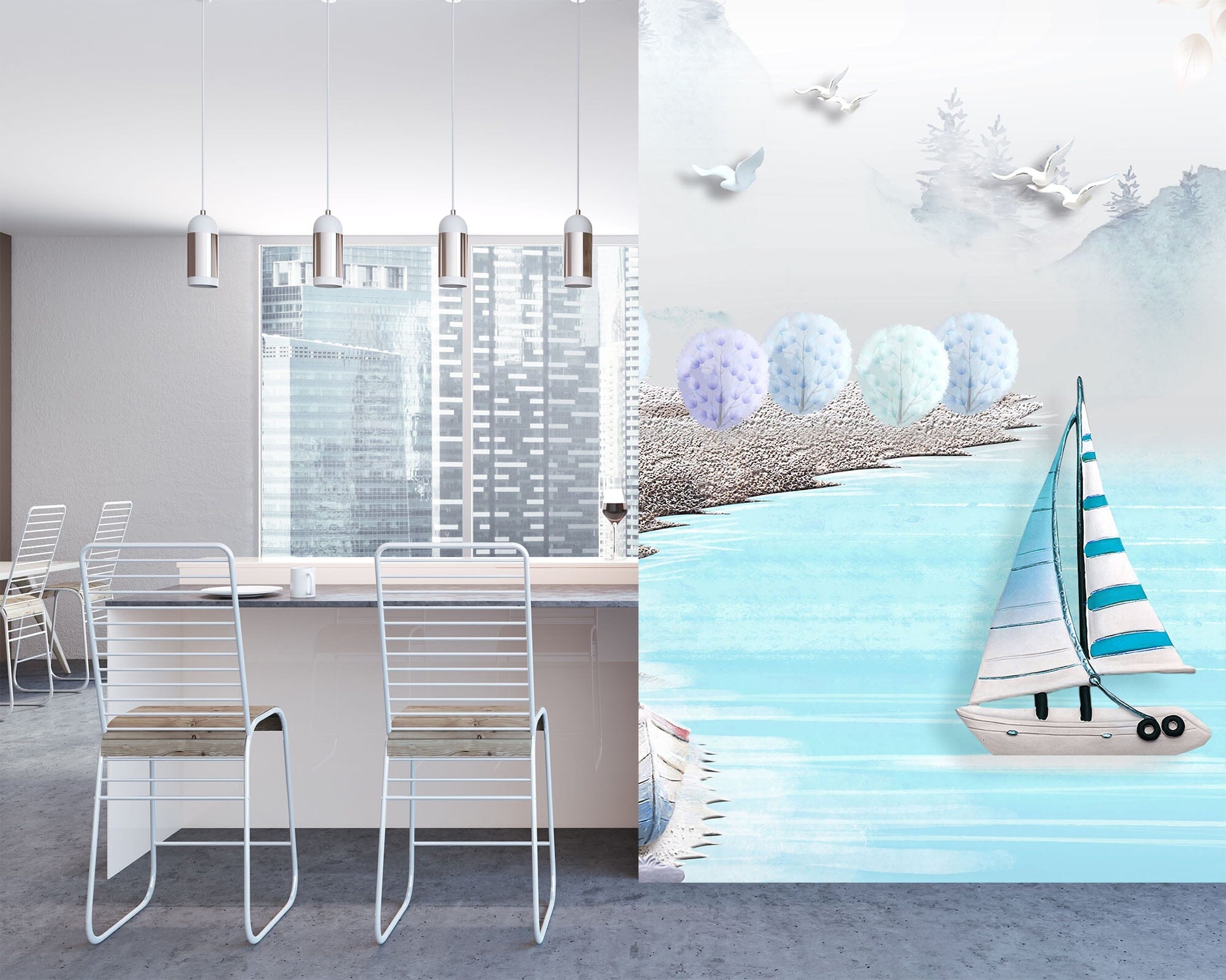 3D Sea Sailing 1825 Wall Murals Wallpaper AJ Wallpaper 2 