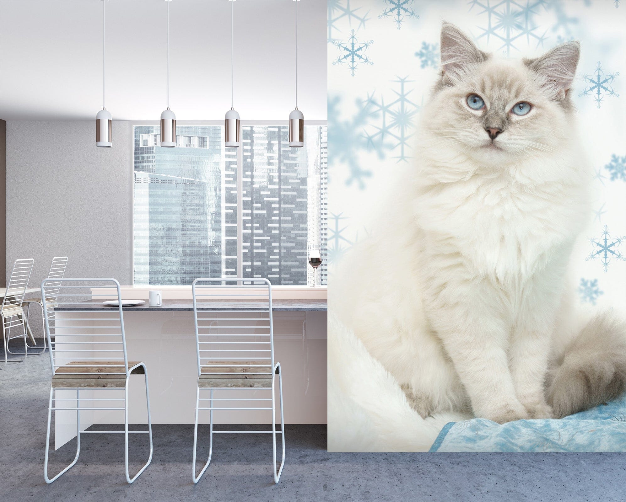 3D Kitten Snowflake 113 Wall Murals Wallpaper AJ Wallpaper 2 
