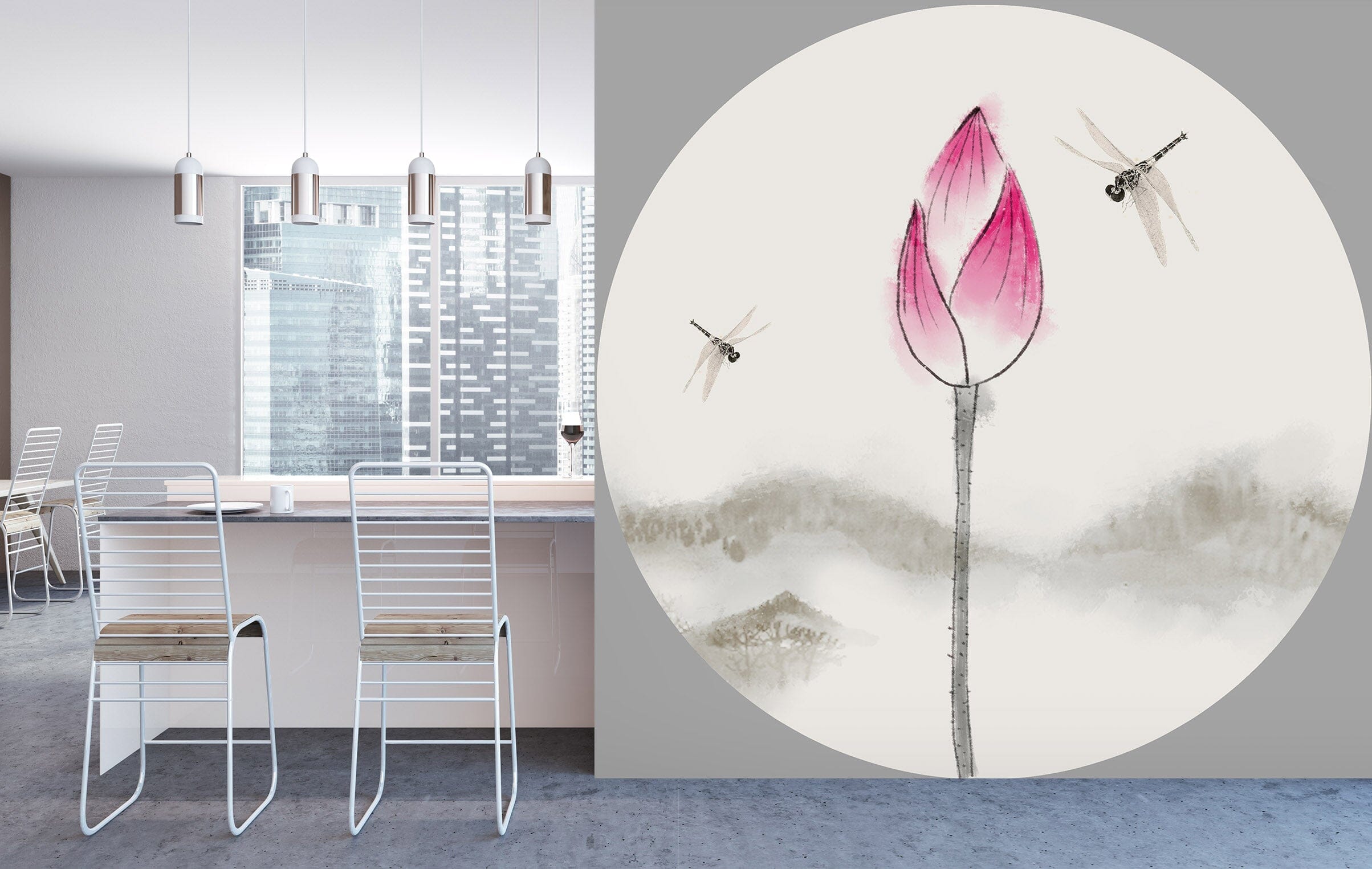 3D Moon Night Lotus 001 Wall Murals Wallpaper AJ Wallpaper 2 