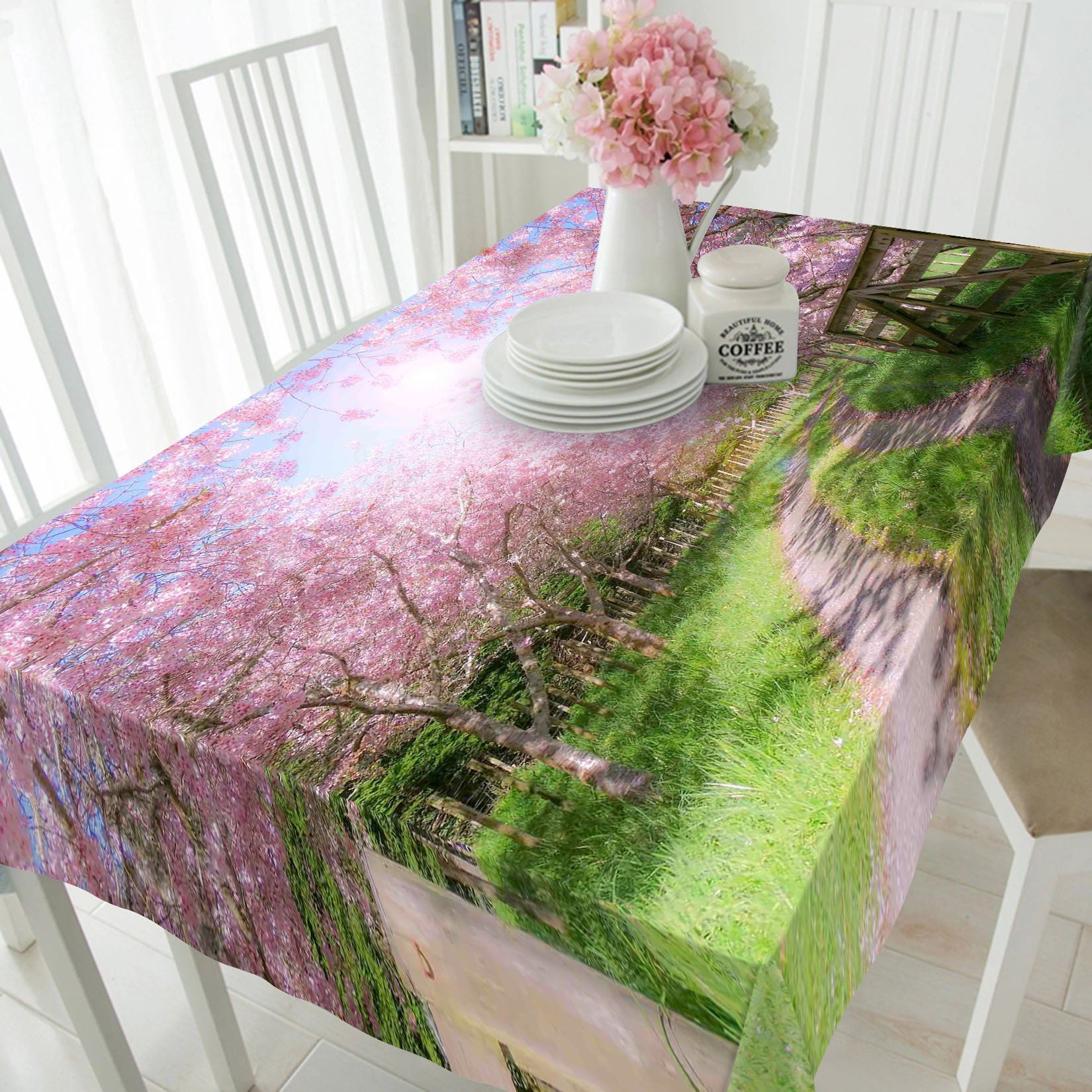 3D Roadside Flowering Trees 69 Tablecloths Wallpaper AJ Wallpaper 