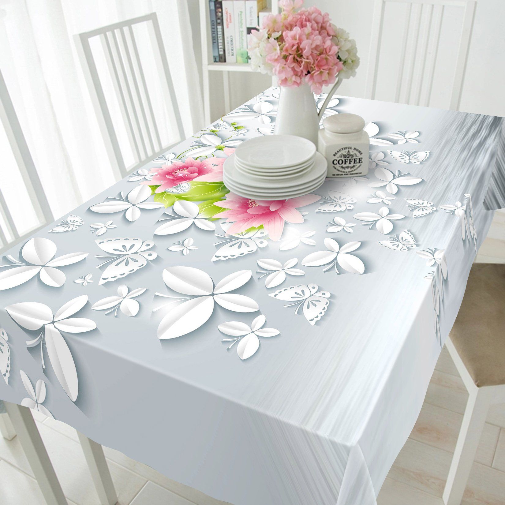 3D Flowers Butterflies Pattern 129 Tablecloths Wallpaper AJ Wallpaper 
