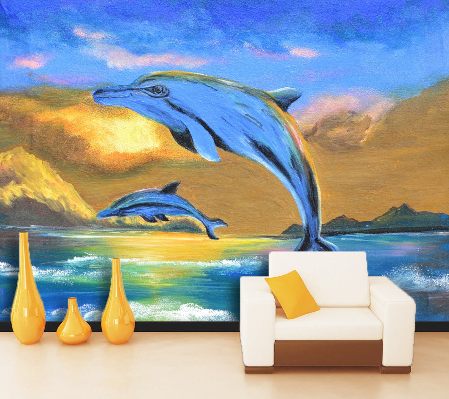 3D Happy Jumping Dolphin 744 Wallpaper AJ Wallpaper 