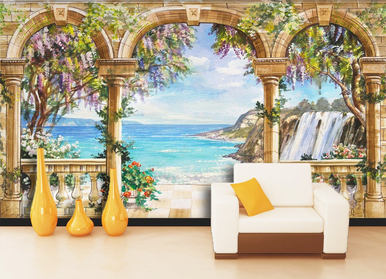 3D Sand Beach Hall Plants 84 Wallpaper AJ Wallpaper 