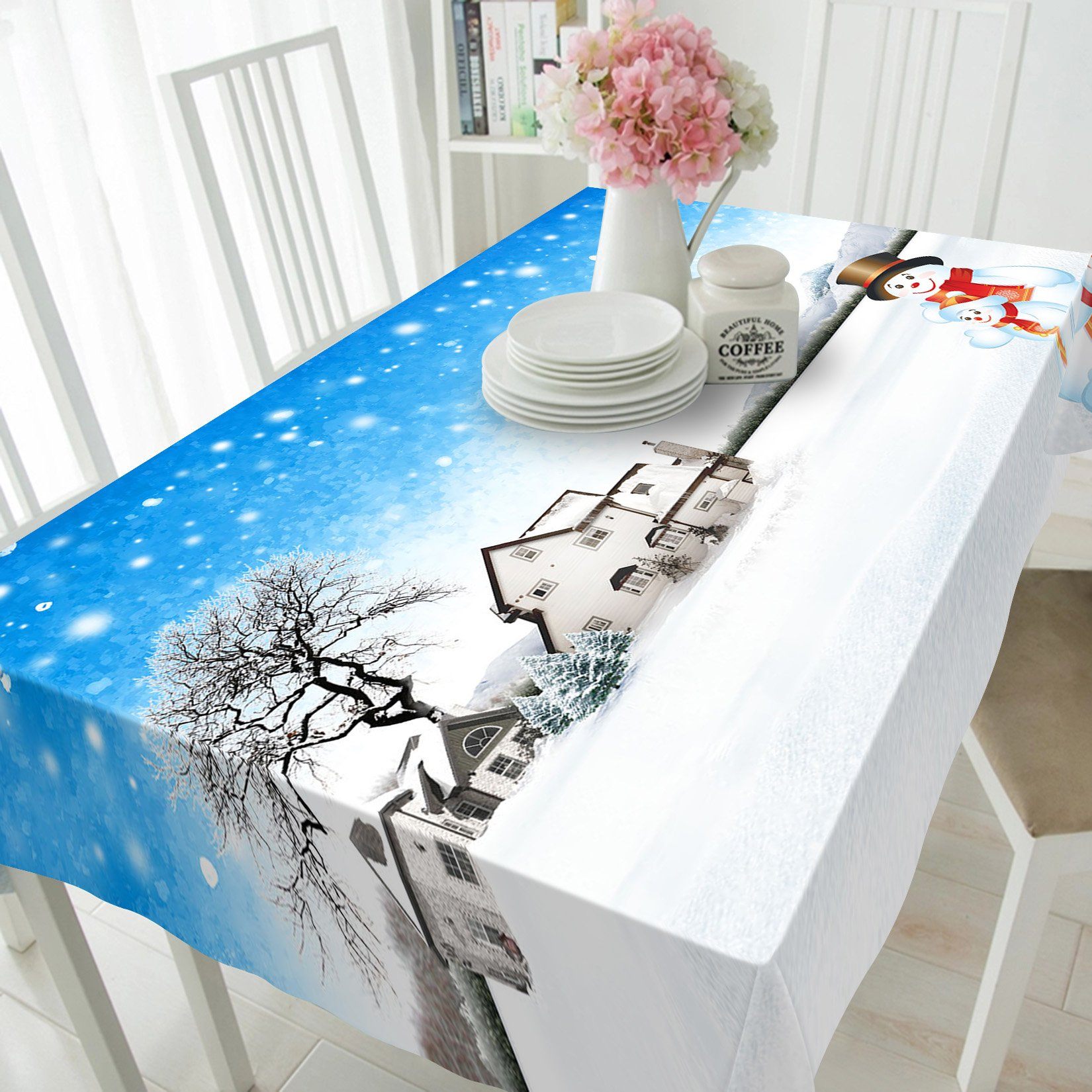 3D Villa Snowman 15 Tablecloths Tablecloths AJ Creativity Home 