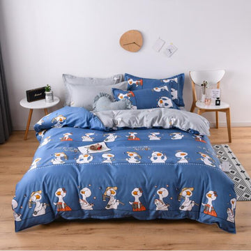 3D Blue Background Goose 12137 Bed Pillowcases Quilt