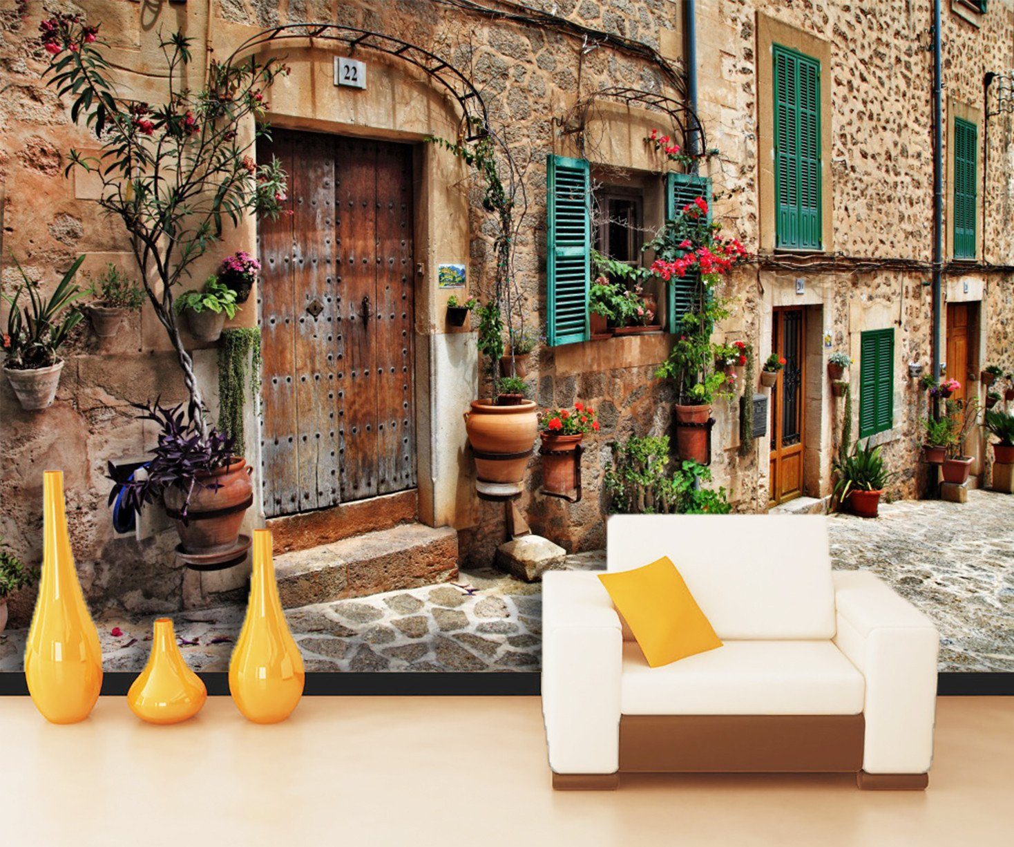 3D Town Street Door 626 Wallpaper AJ Wallpaper 