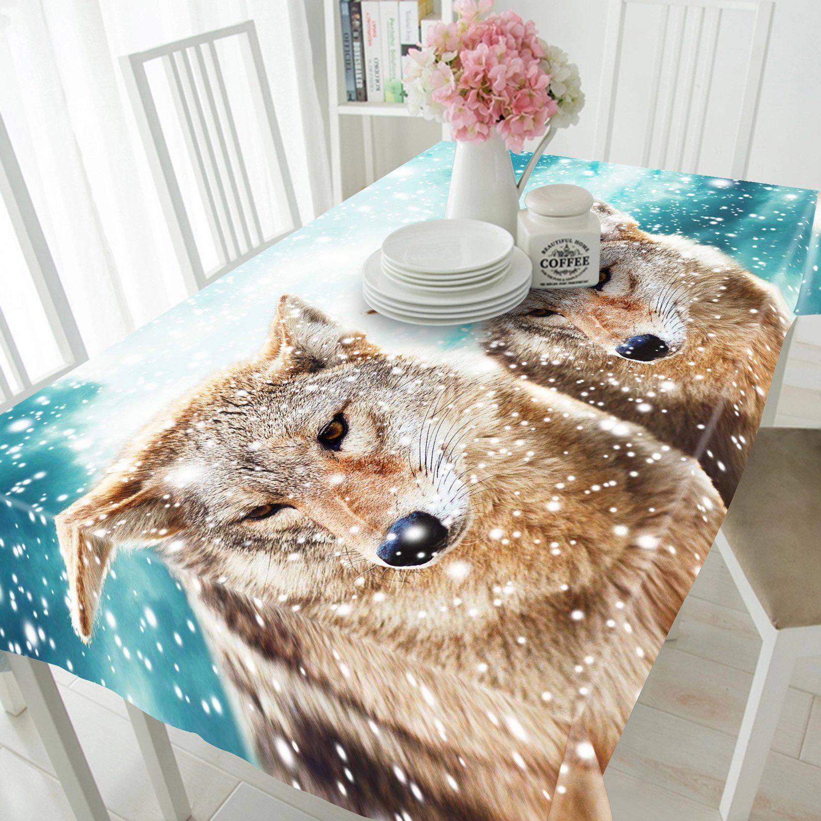 3D Snowing Field Wolves 800 Tablecloths Wallpaper AJ Wallpaper 