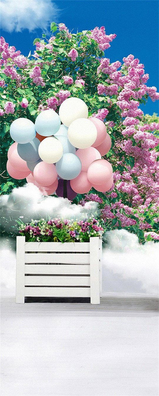 3D balloon beautiful flower balloon door mural Wallpaper AJ Wallpaper 