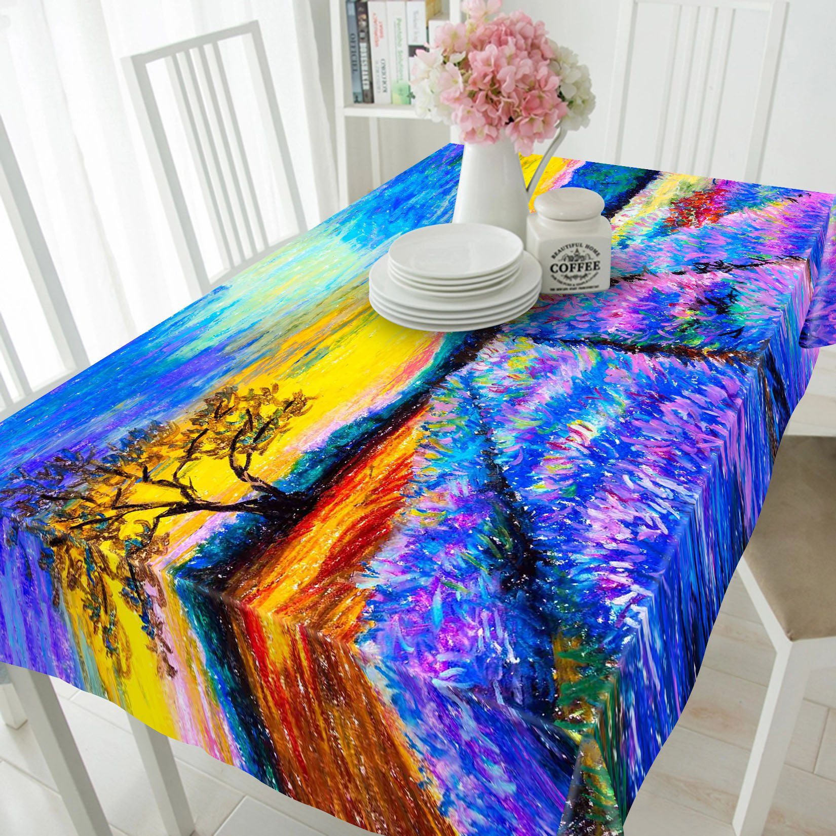 3D Oil Painting Flowers Field 569 Tablecloths Wallpaper AJ Wallpaper 