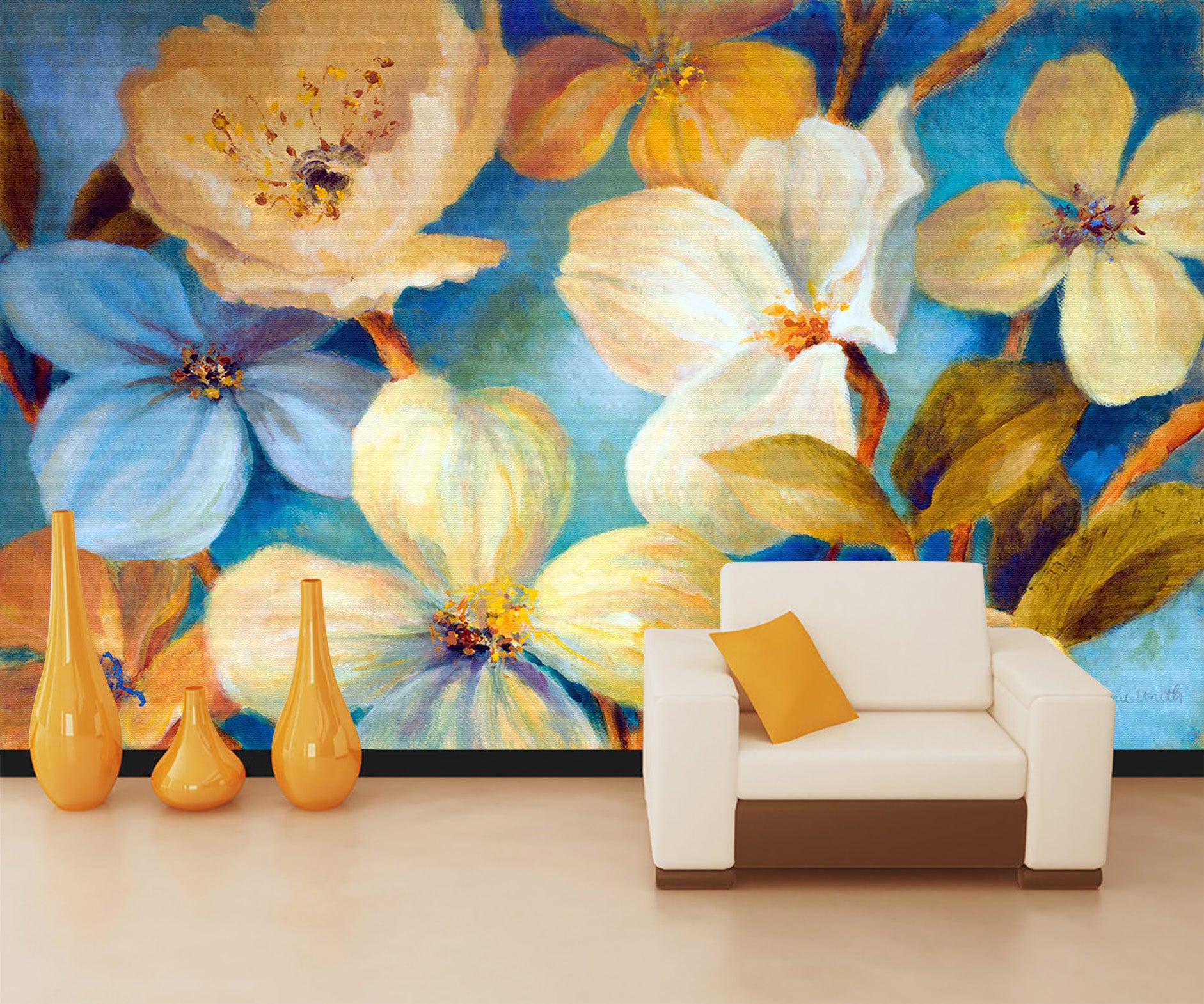 3D Colored Flowers 1019 Wall Murals