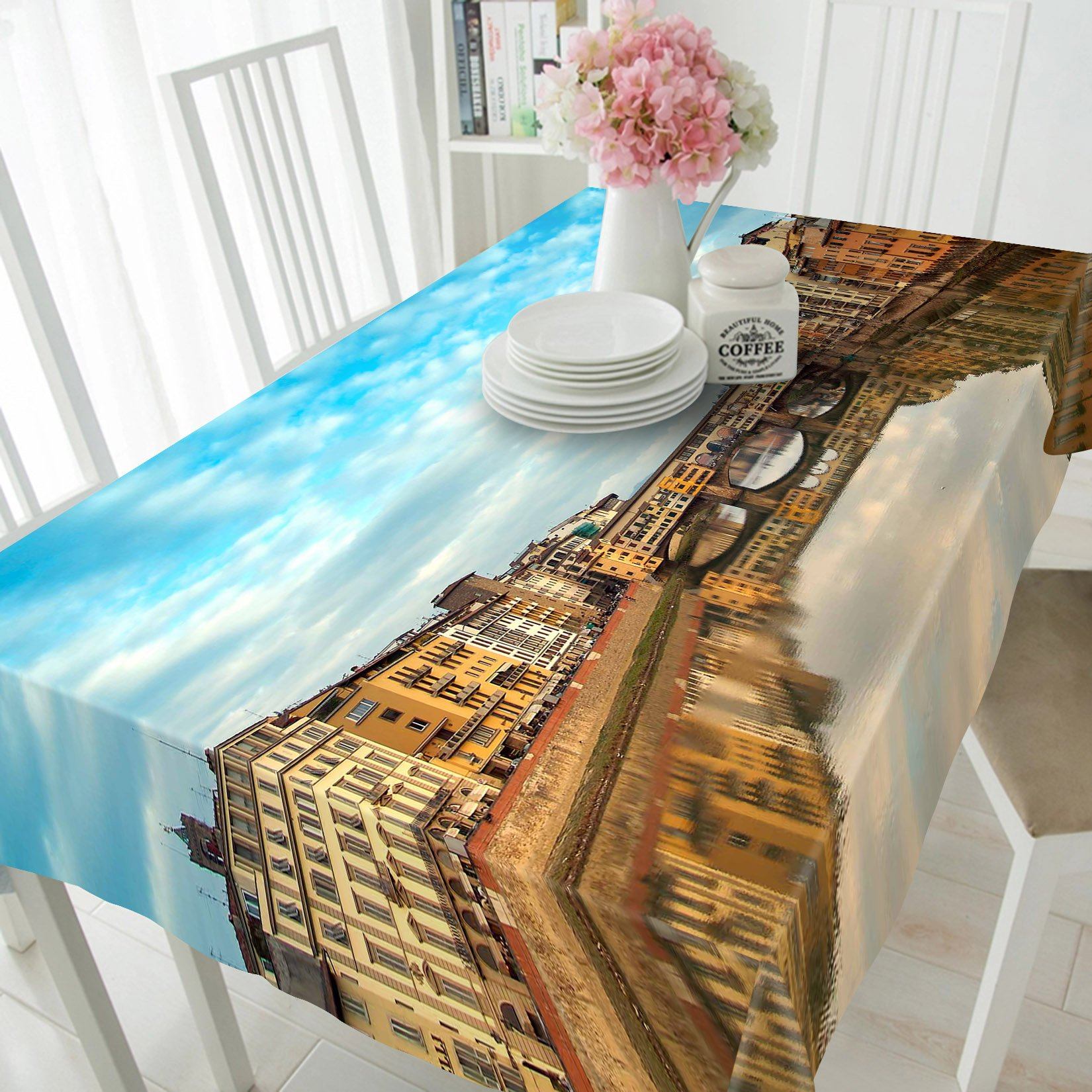 3D City River Bridge 424 Tablecloths Wallpaper AJ Wallpaper 