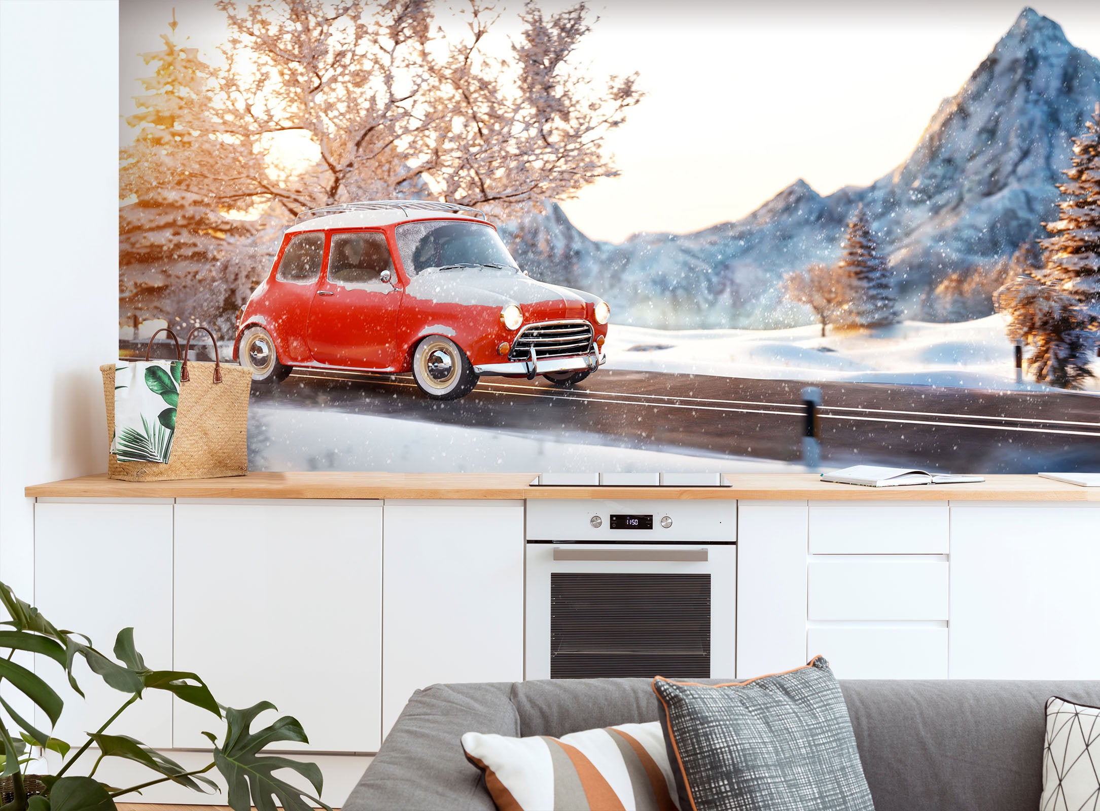 3D Snow Mountain Bike 361 Vehicle Wall Murals