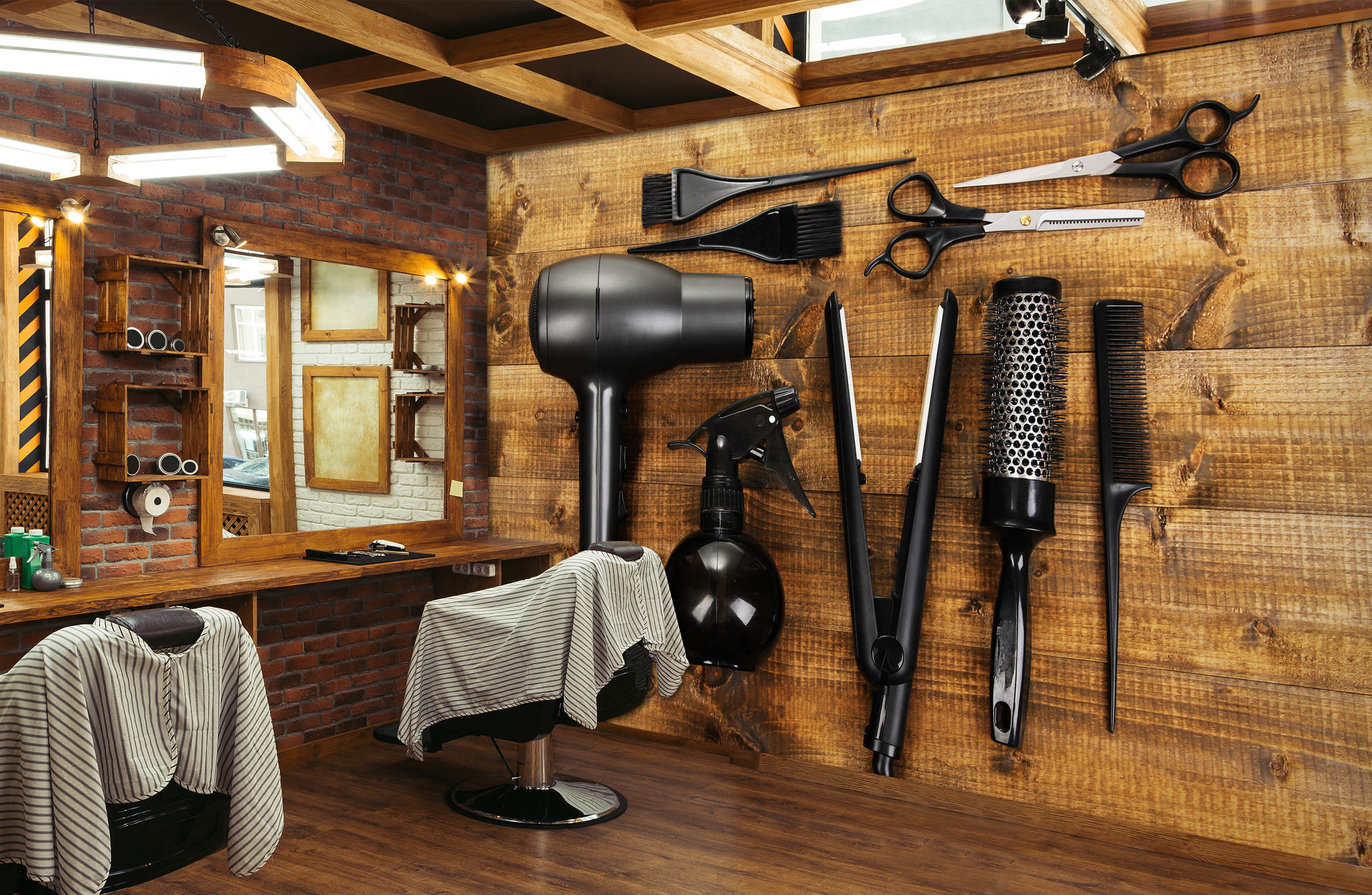 3D Hair Dryer Comb Splint 115131 Barber Shop Wall Murals