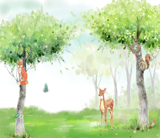 3D Green Tree Deer 10 Wallpaper AJ Wallpapers 