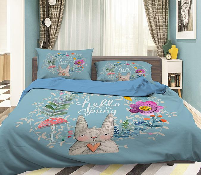 3D Rabbit Love 029 Bed Pillowcases Quilt Wallpaper AJ Wallpaper 
