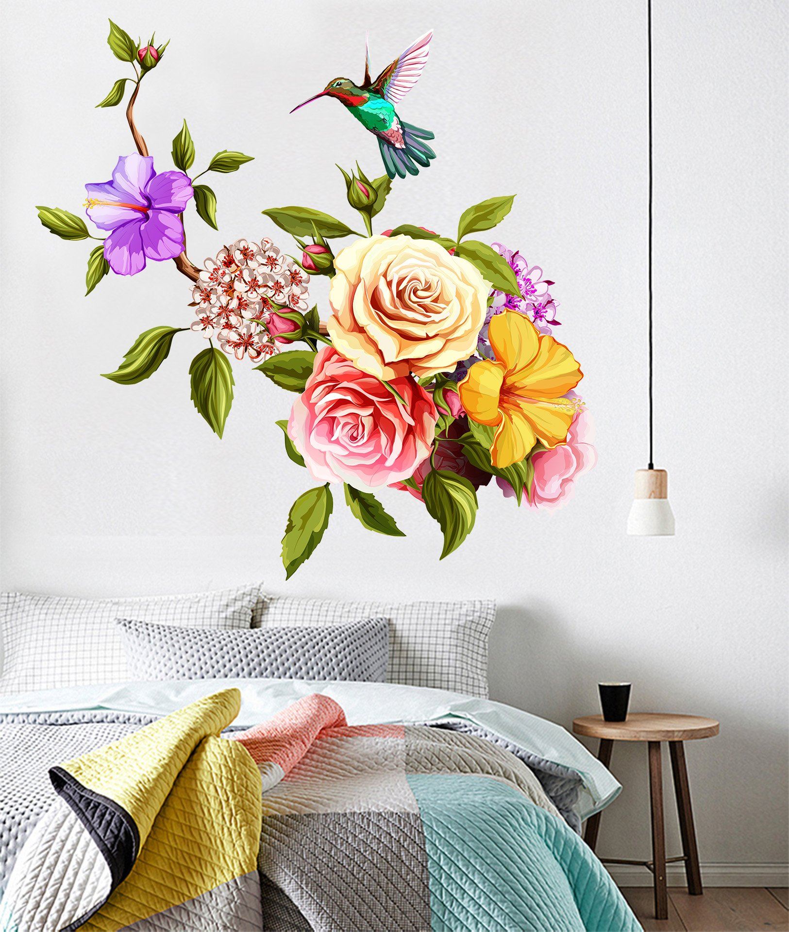 3D Bird Flying Flower 040 Wall Stickers Wallpaper AJ Wallpaper 