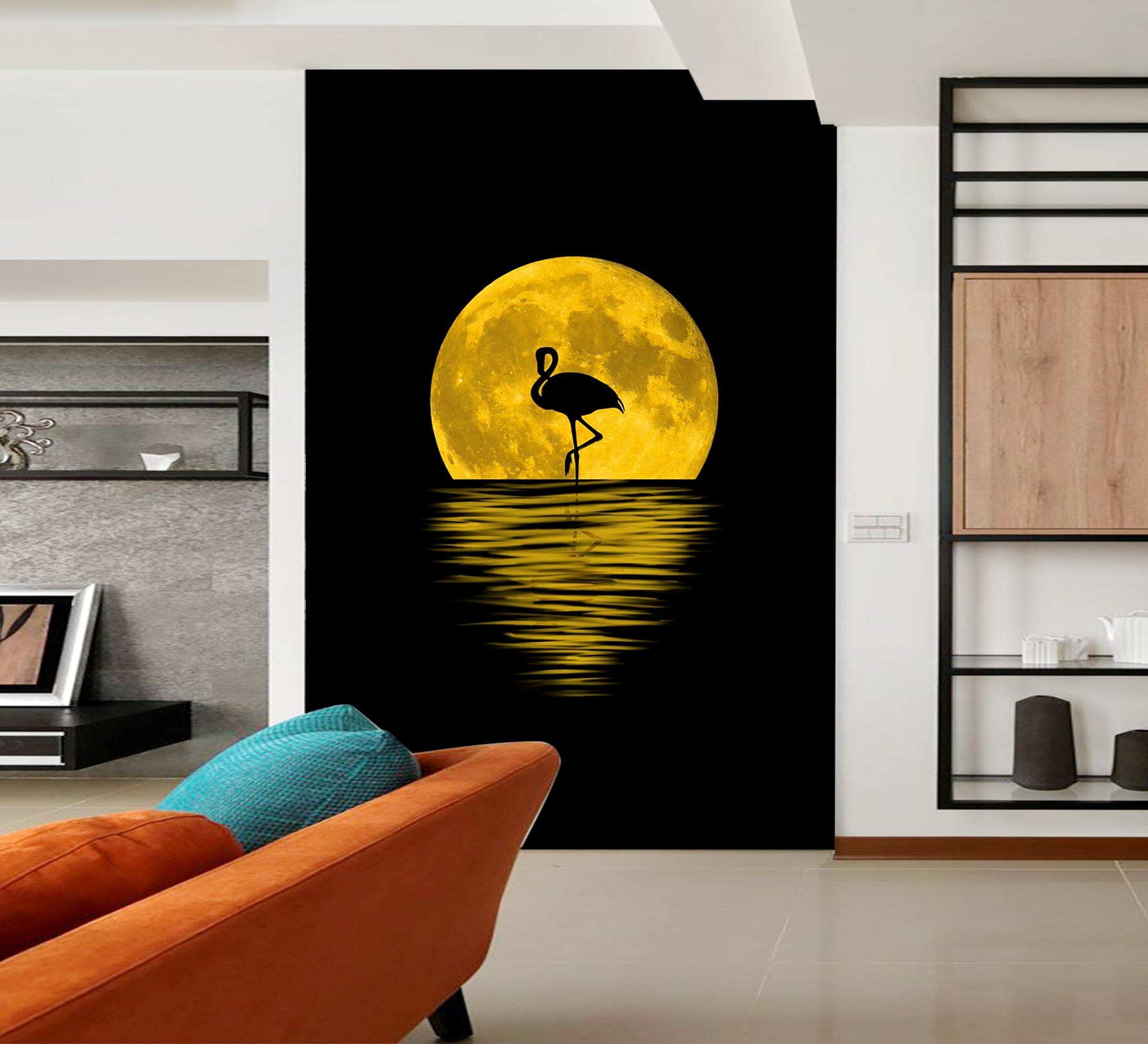 3D Moon Flamingo 110 Wall Murals Wallpaper AJ Wallpaper 2 