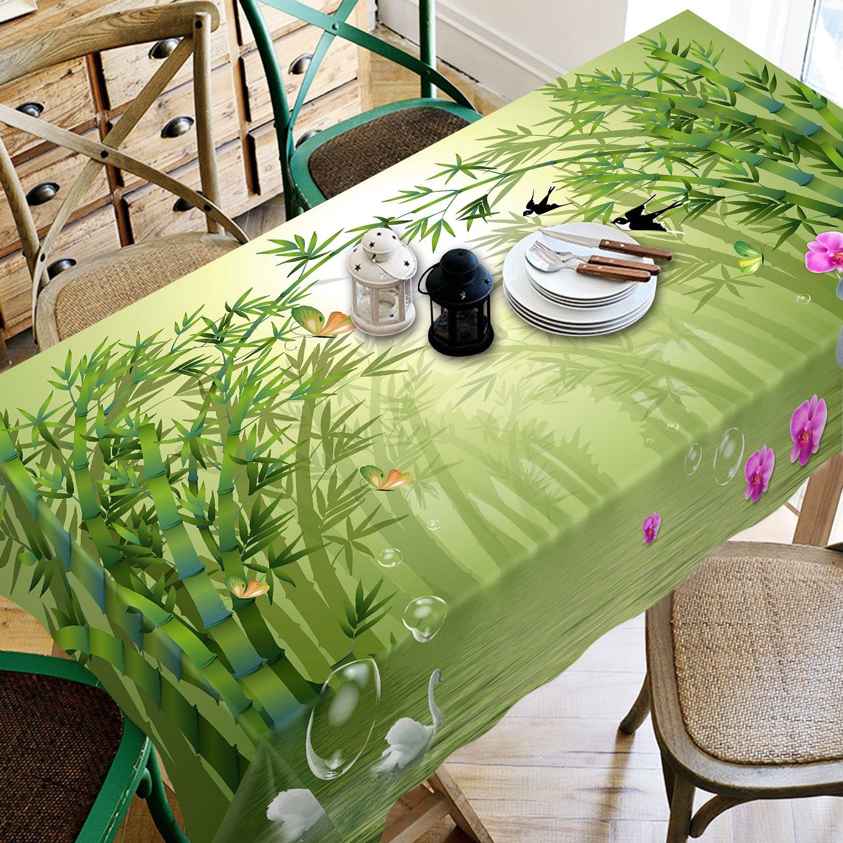 3D Lake Bamboos Animals 161 Tablecloths Wallpaper AJ Wallpaper 