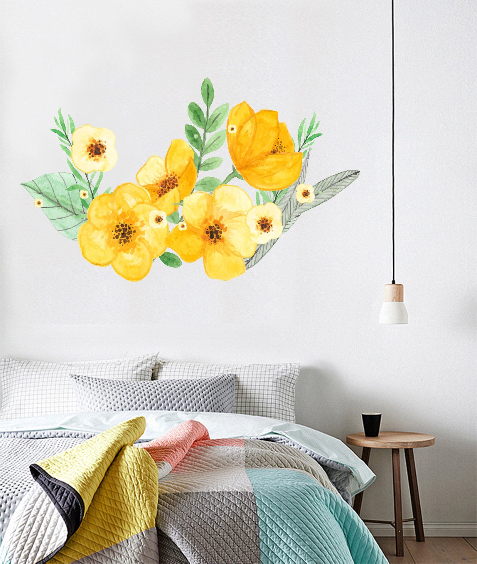 3D Yellow Flower Blooming 202 Wall Stickers Wallpaper AJ Wallpaper 