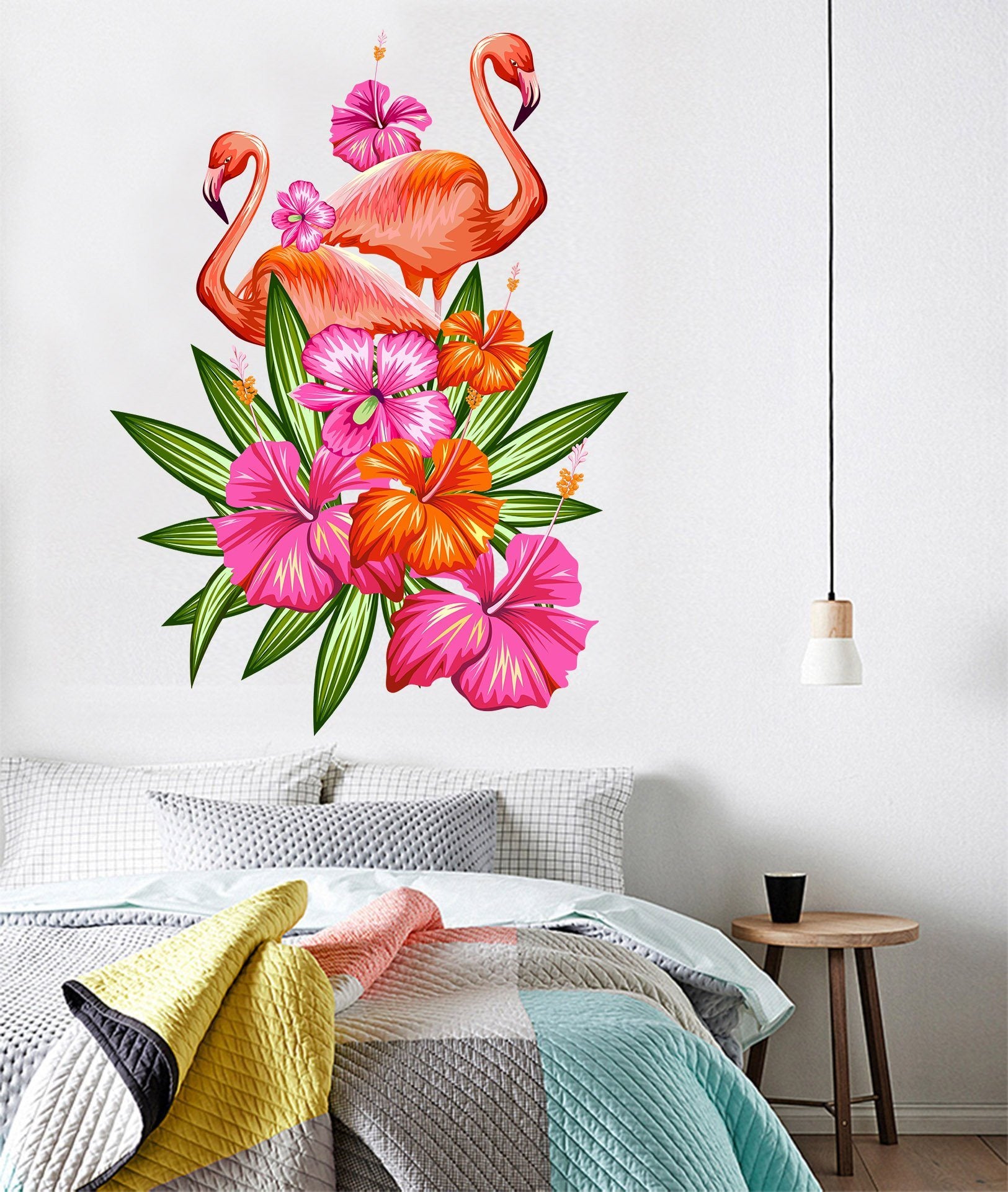 3D Flowering Flamingo 029 Wall Stickers Wallpaper AJ Wallpaper 