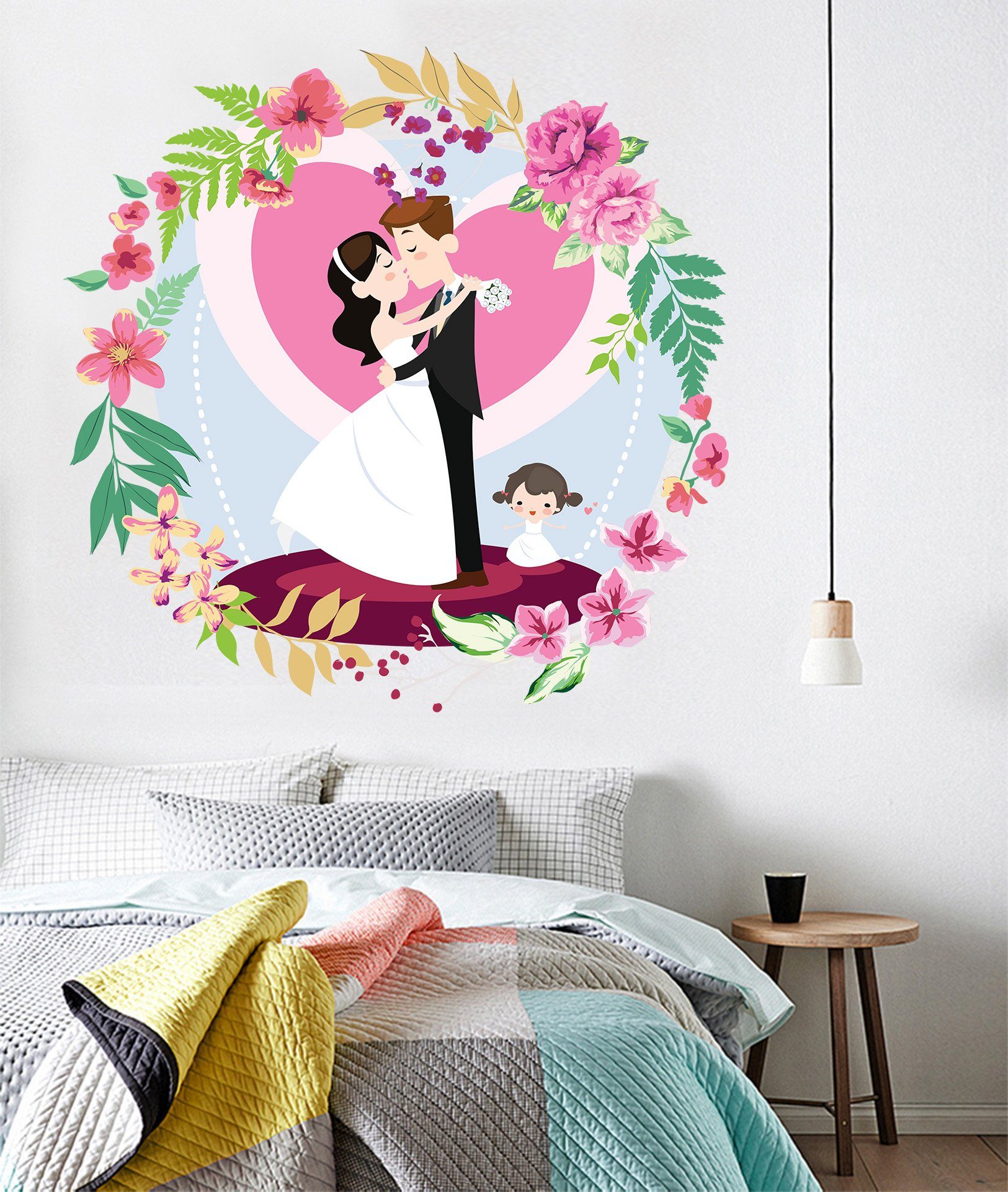 3D Romantic Wedding 013 Wall Stickers Wallpaper AJ Wallpaper 