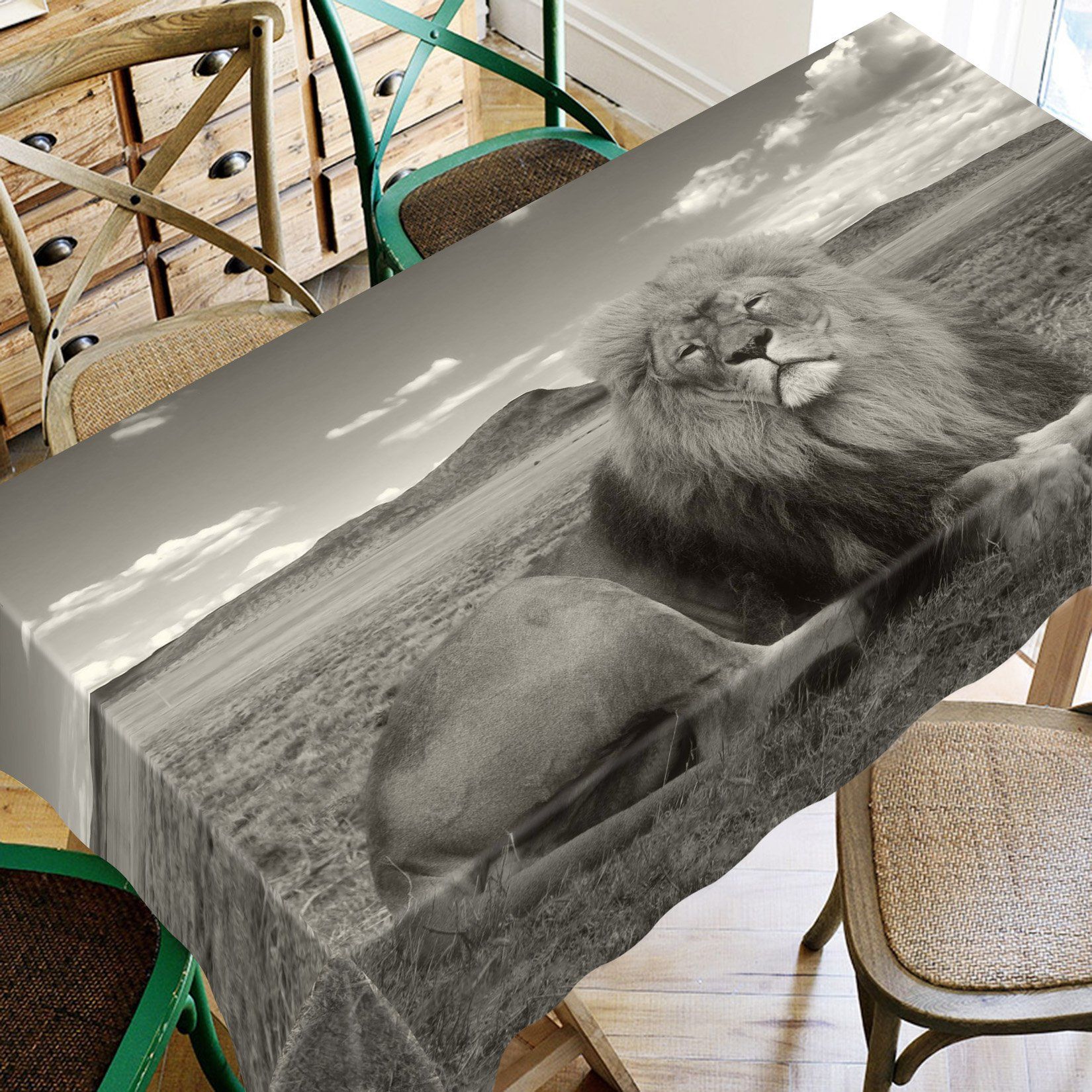 3D Lawn Lion 534 Tablecloths Wallpaper AJ Wallpaper 